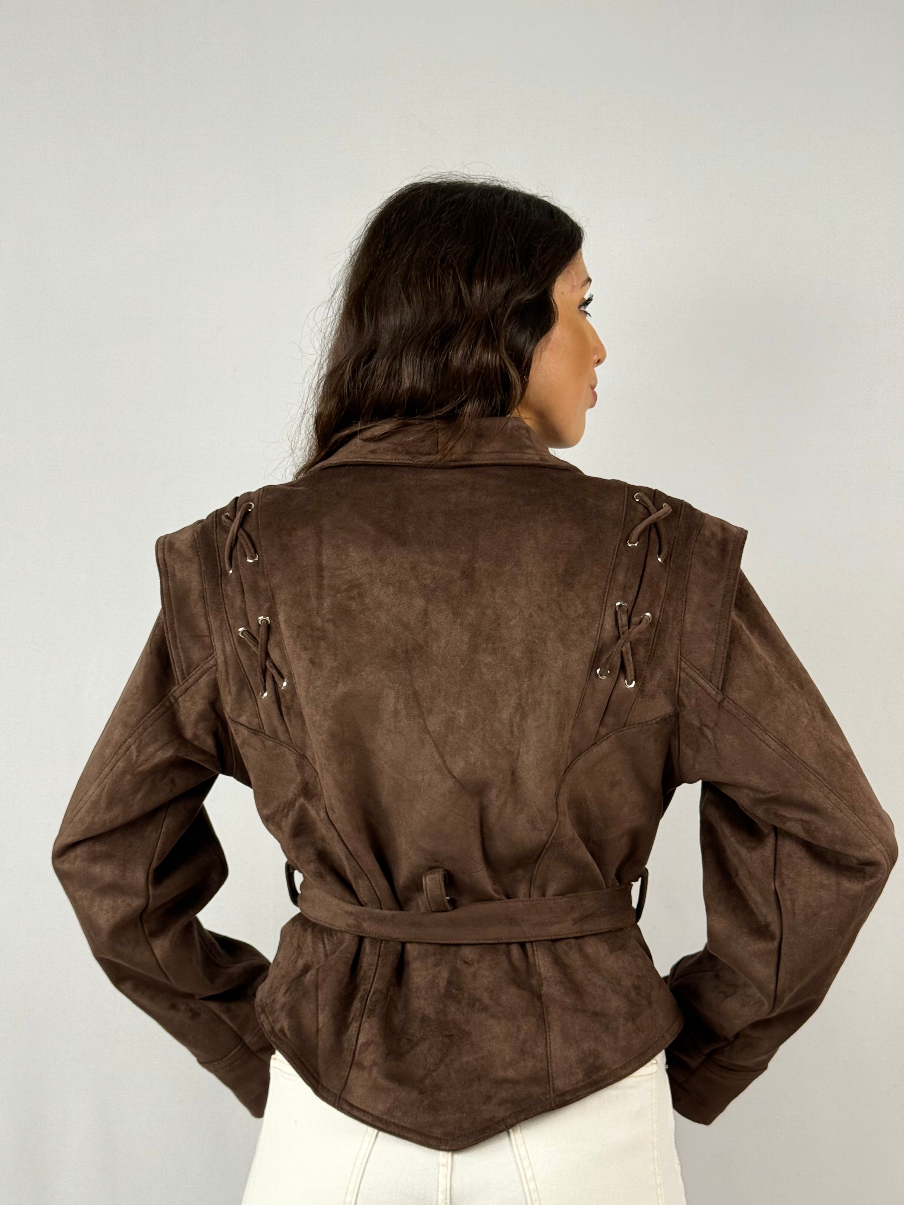Giacca in suede marrone