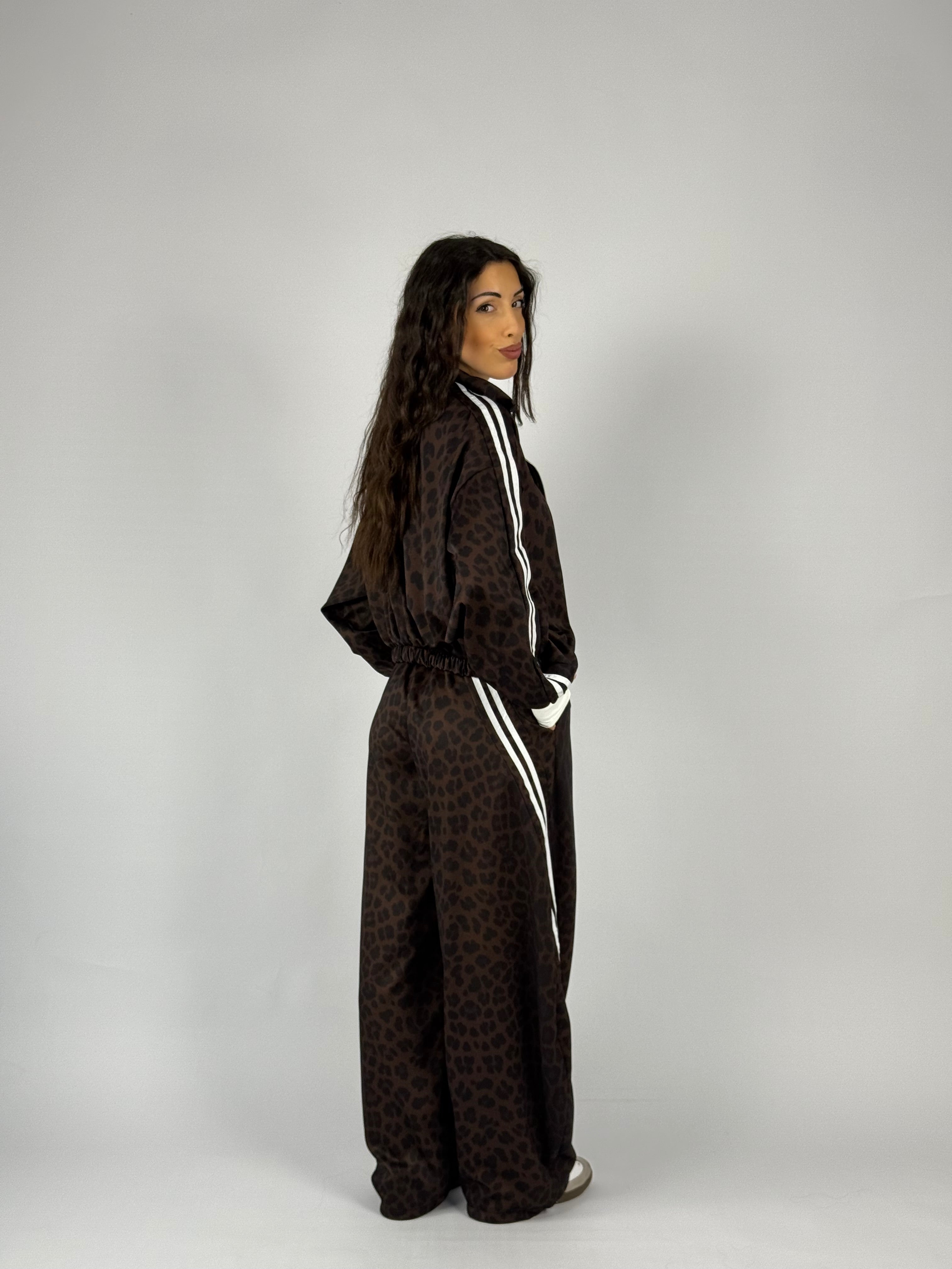 Felpa leopardata zip