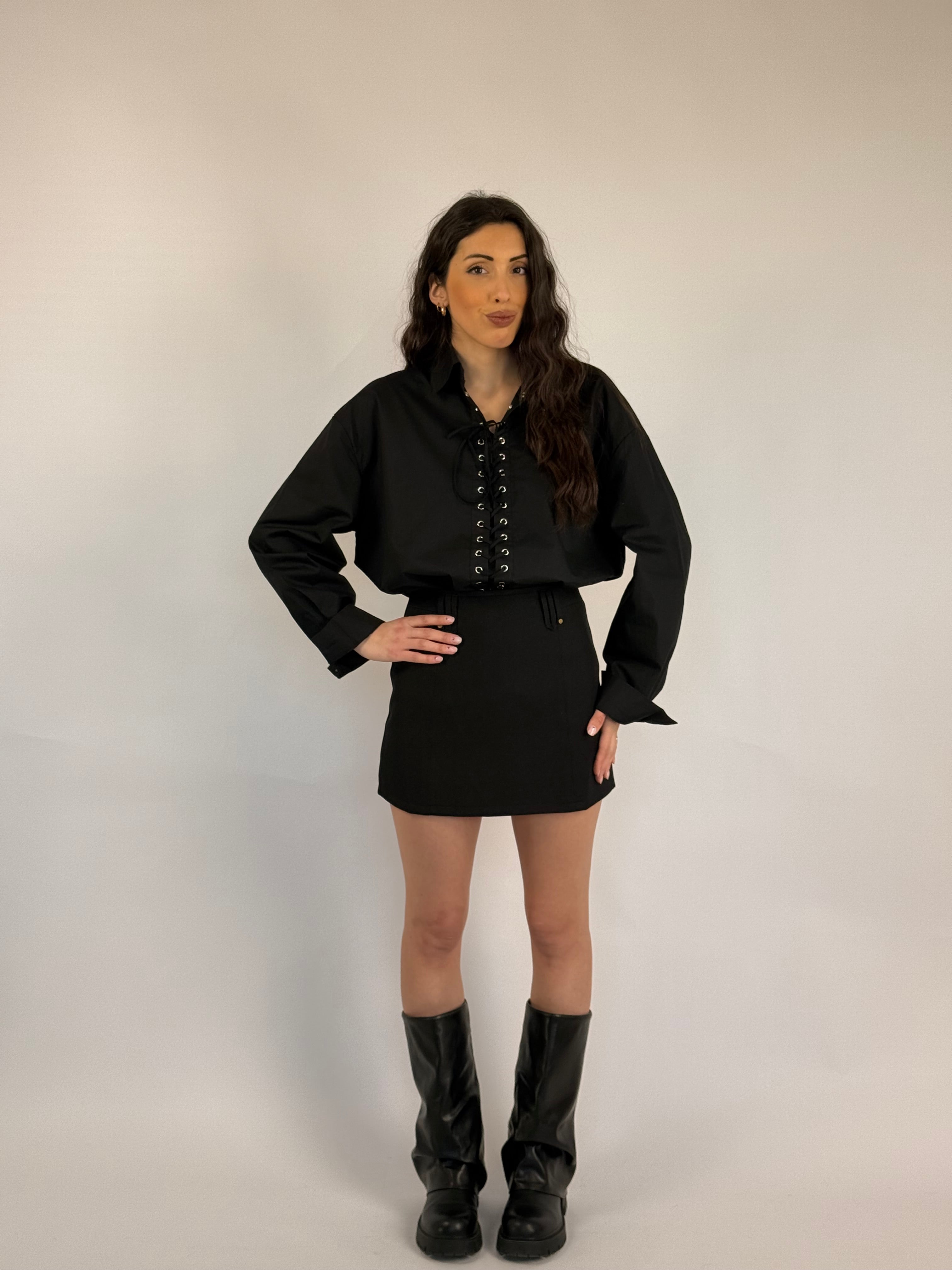 Camicia oversize stringata