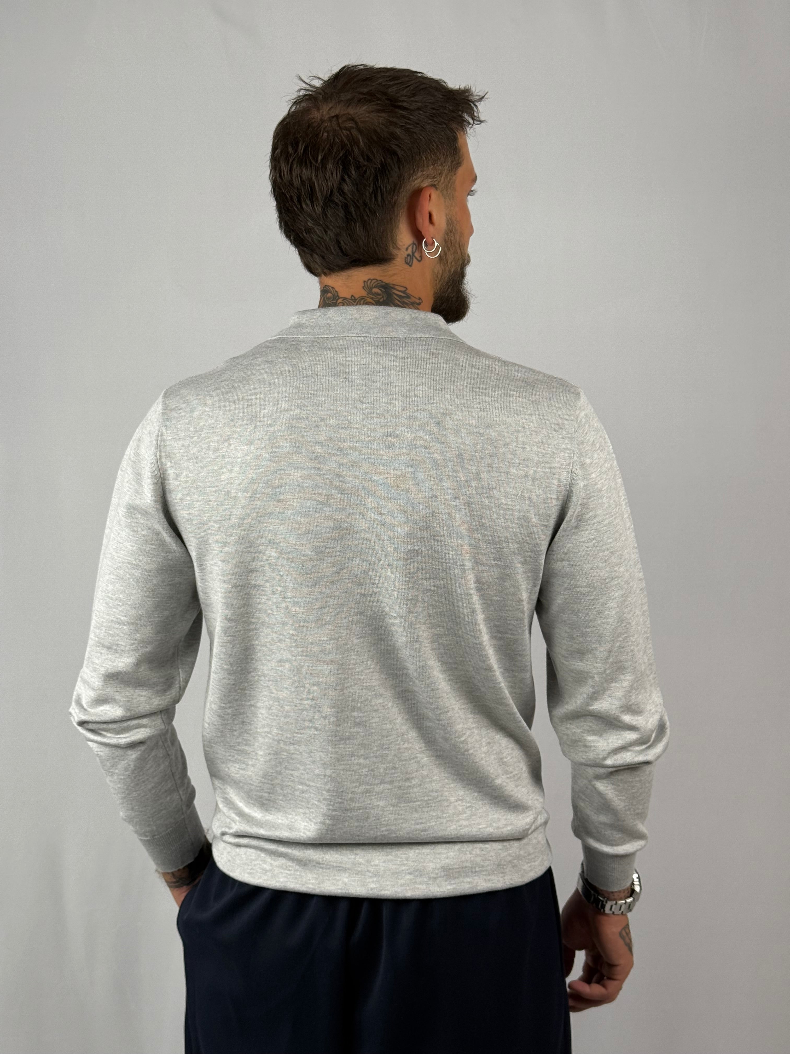 Maglia polo zip grigia