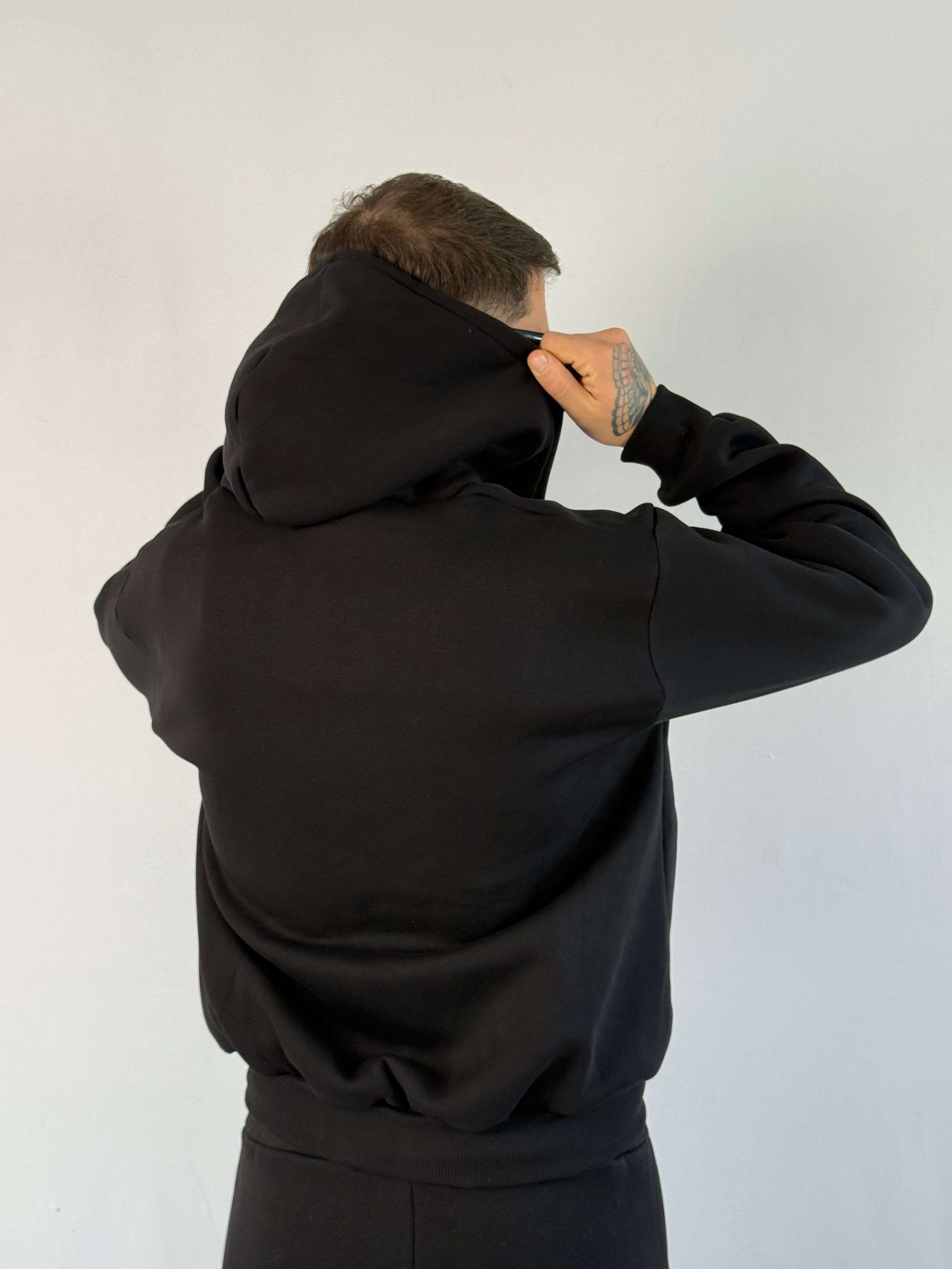 Felpa boxy zip nera