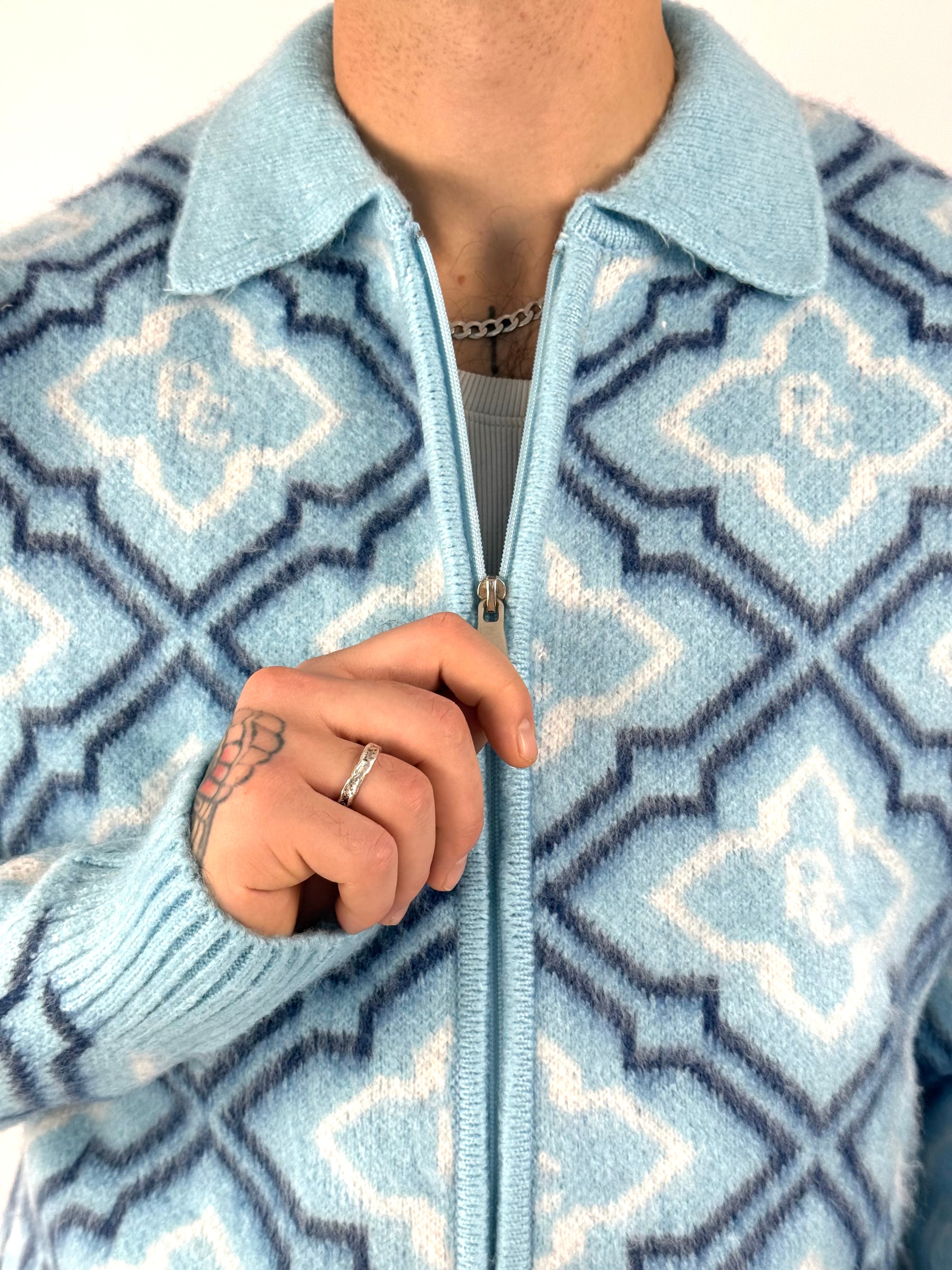 Maglione zip “Baudelaire” azzurro