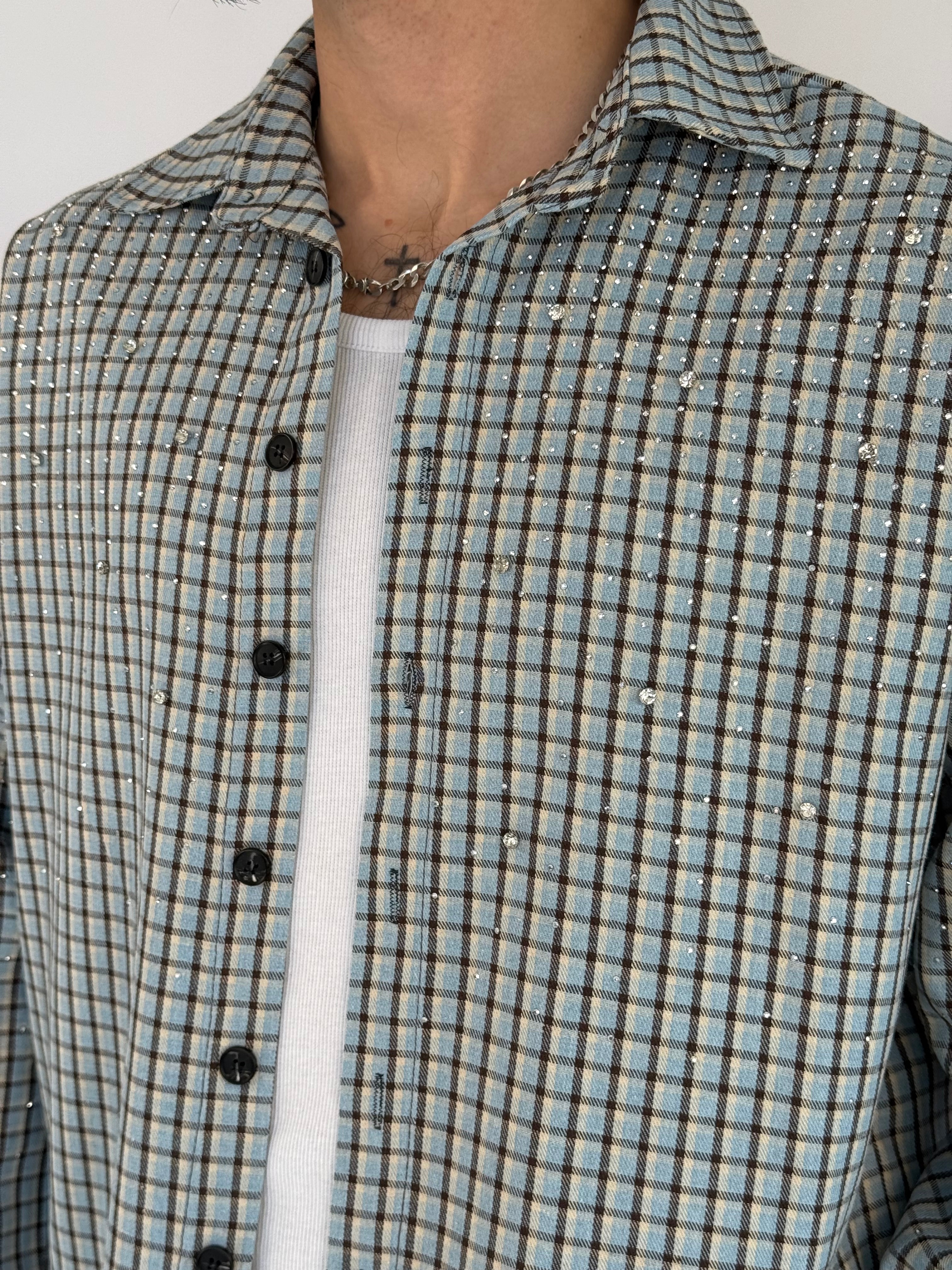 Camicia crop quadri diamond