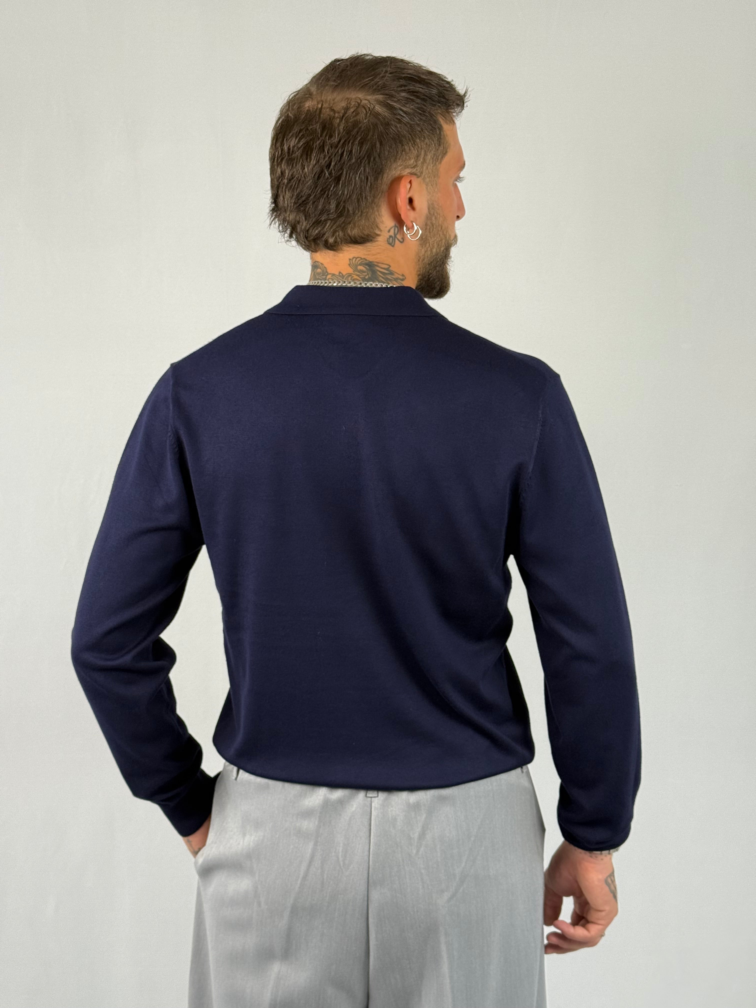 Maglia polo bottoni blu