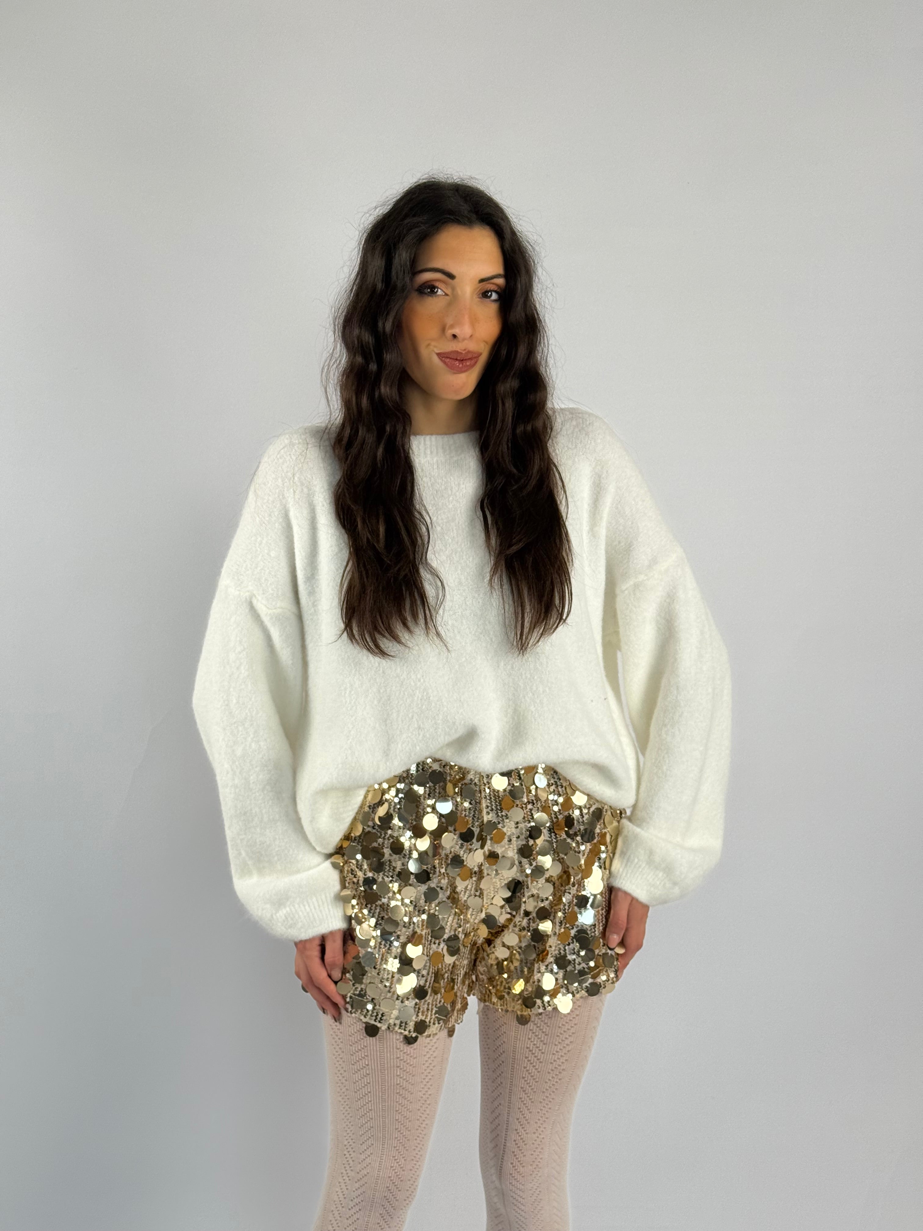 Pantaloncino paillettes oro