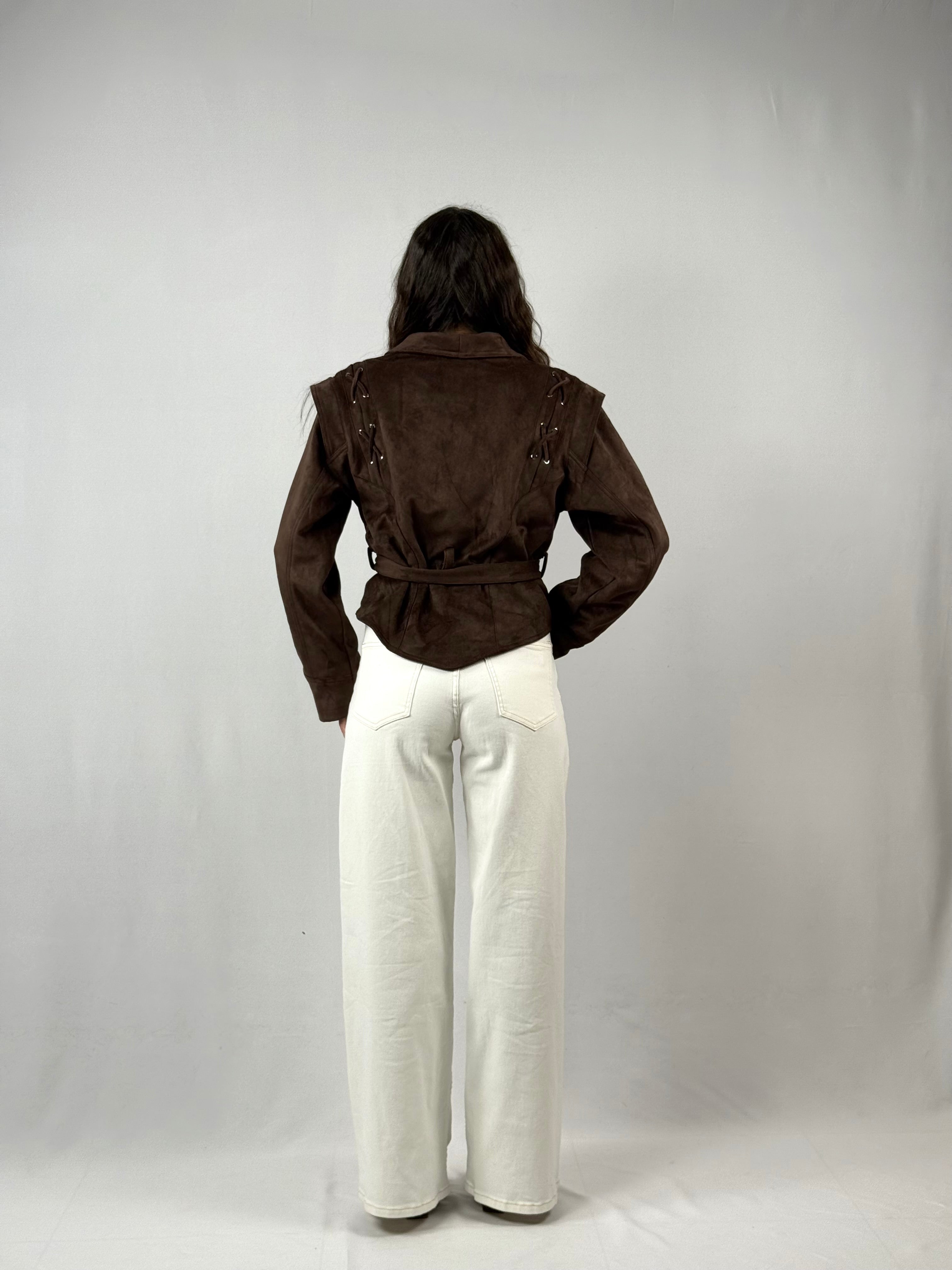 Giacca in suede marrone