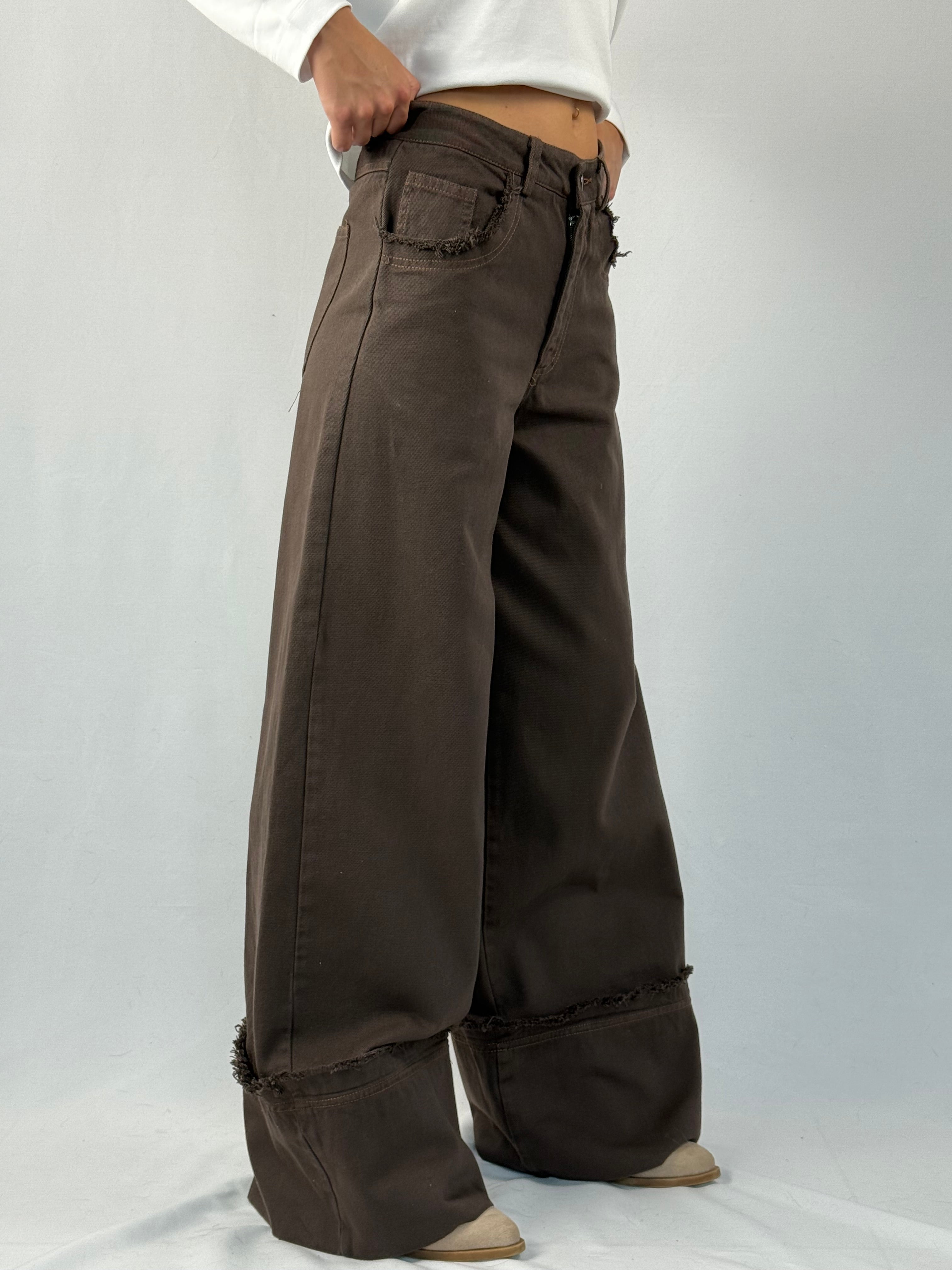 Jeans palazzo risvolto Lumina marrone