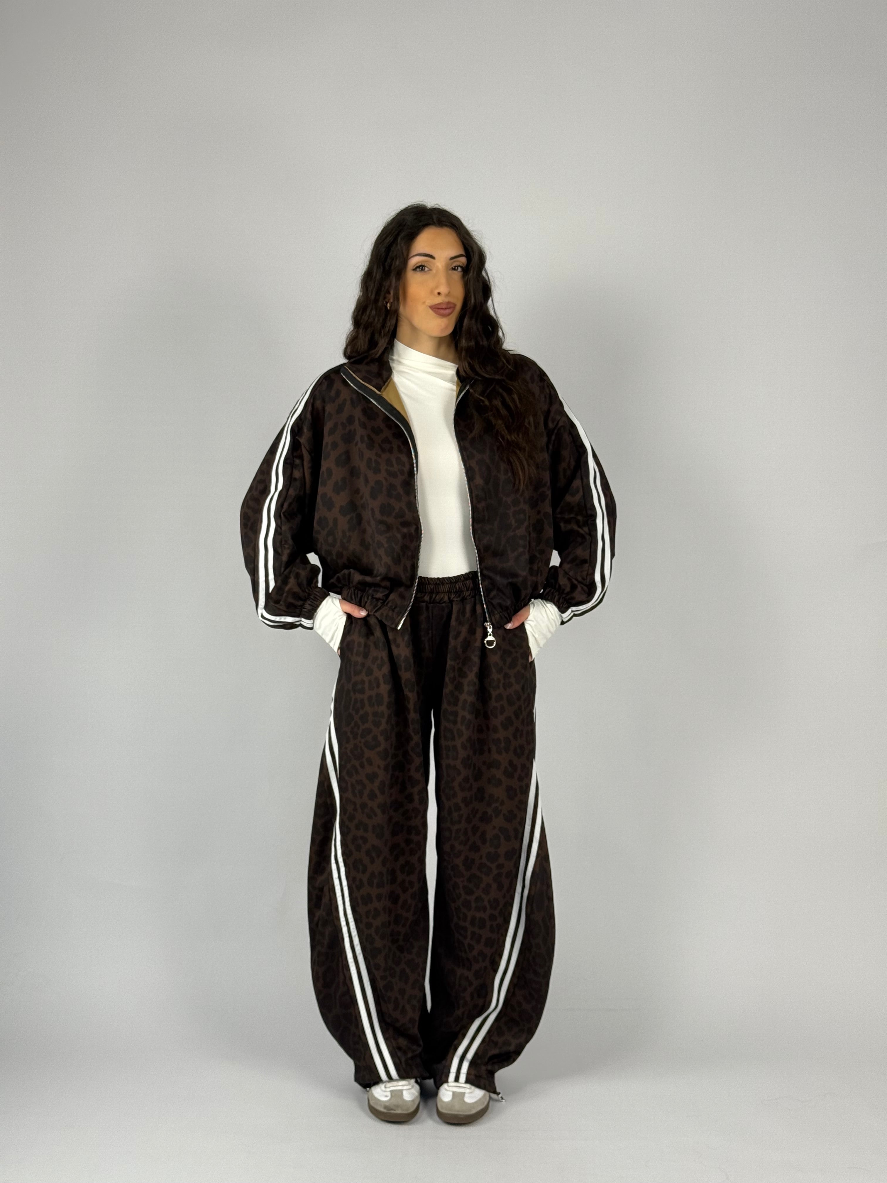 Felpa leopardata zip