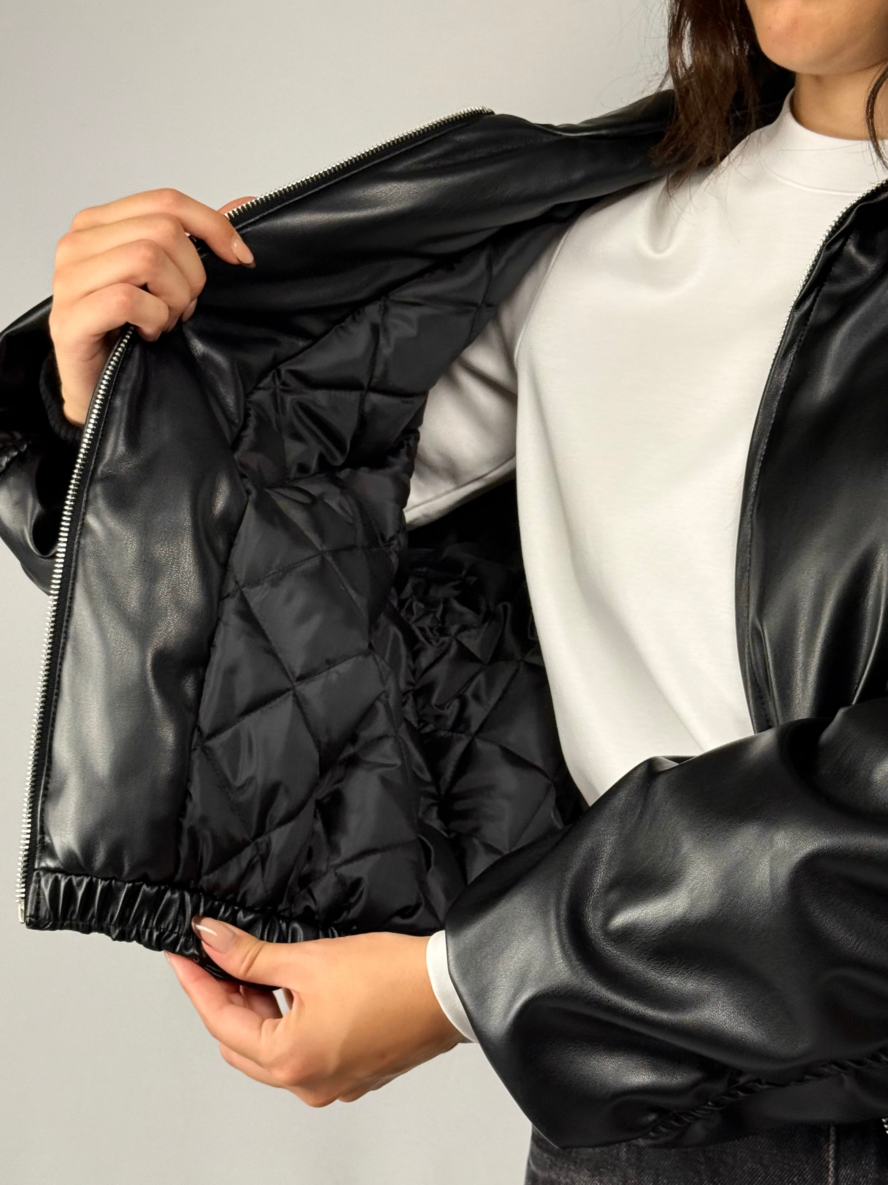 Bomber ecopelle nero Lumina