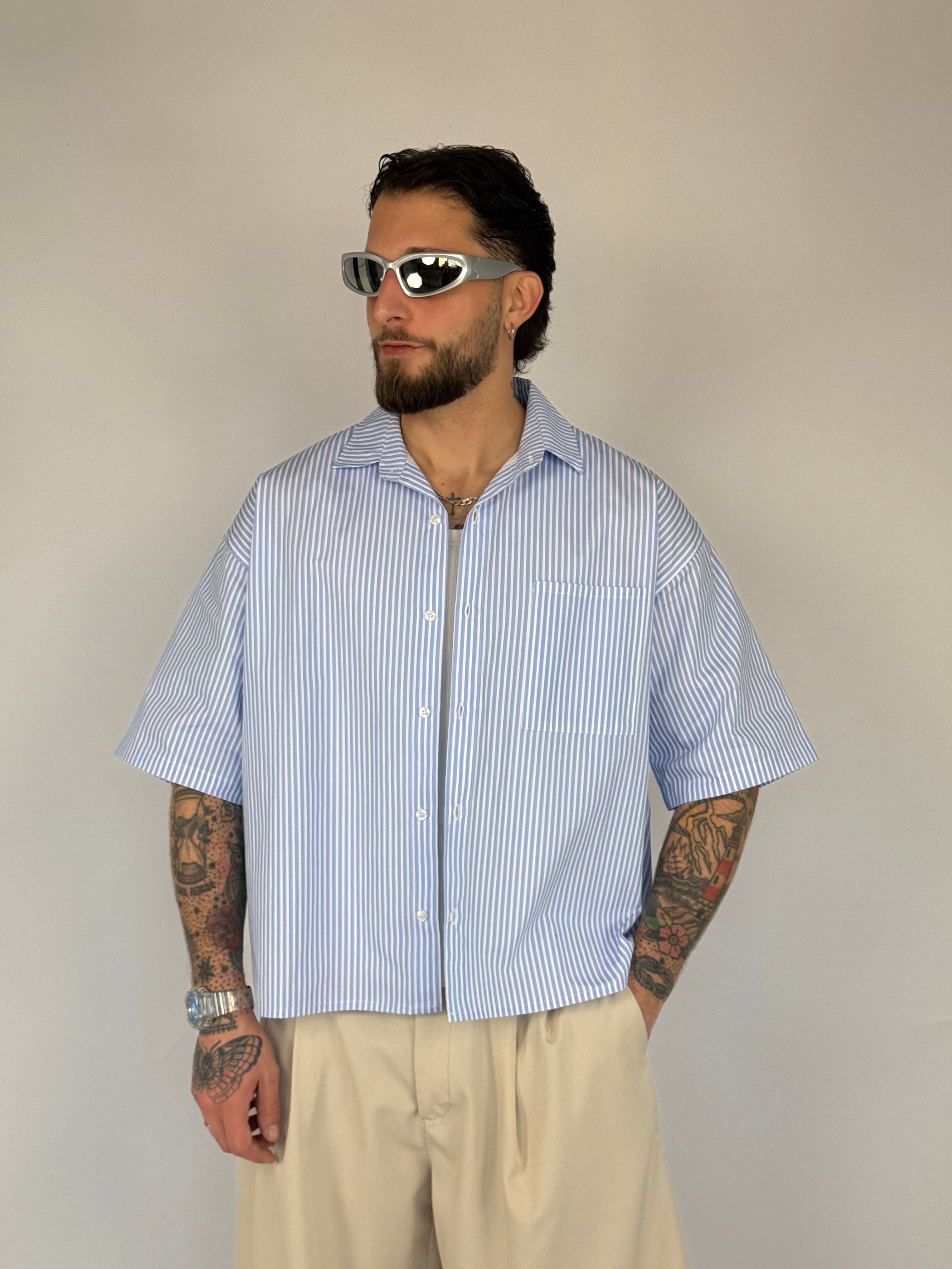 Camicia righe crop
