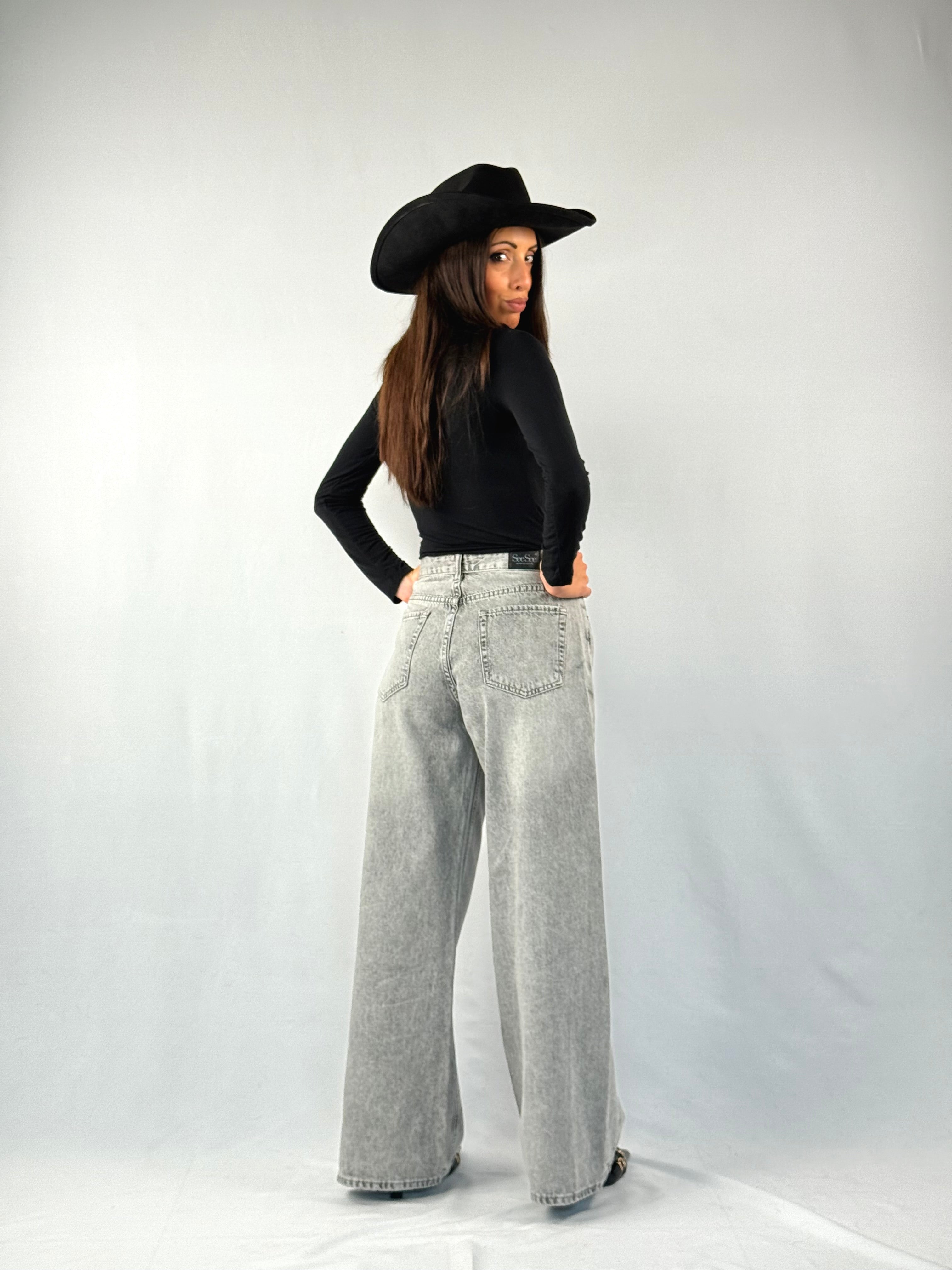 Jeans palazzo over grigi