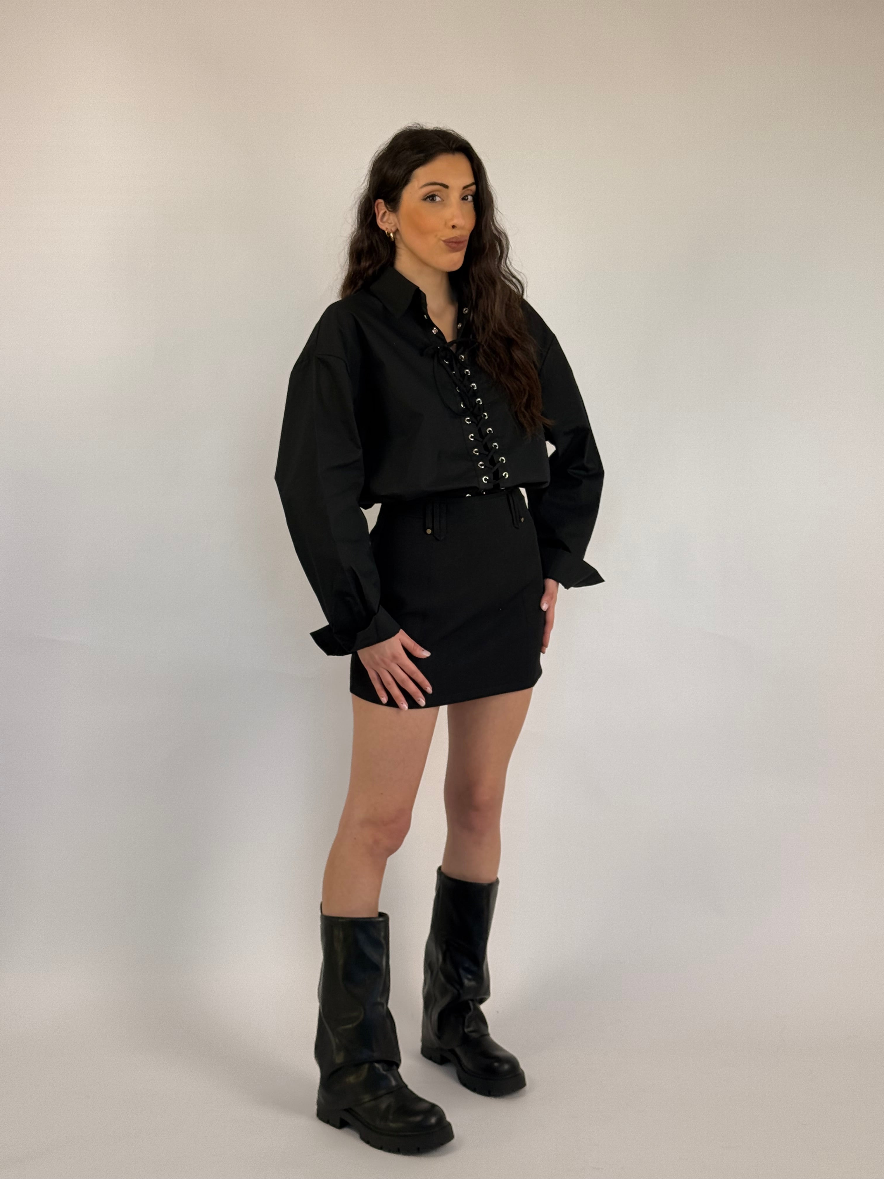 Camicia oversize stringata