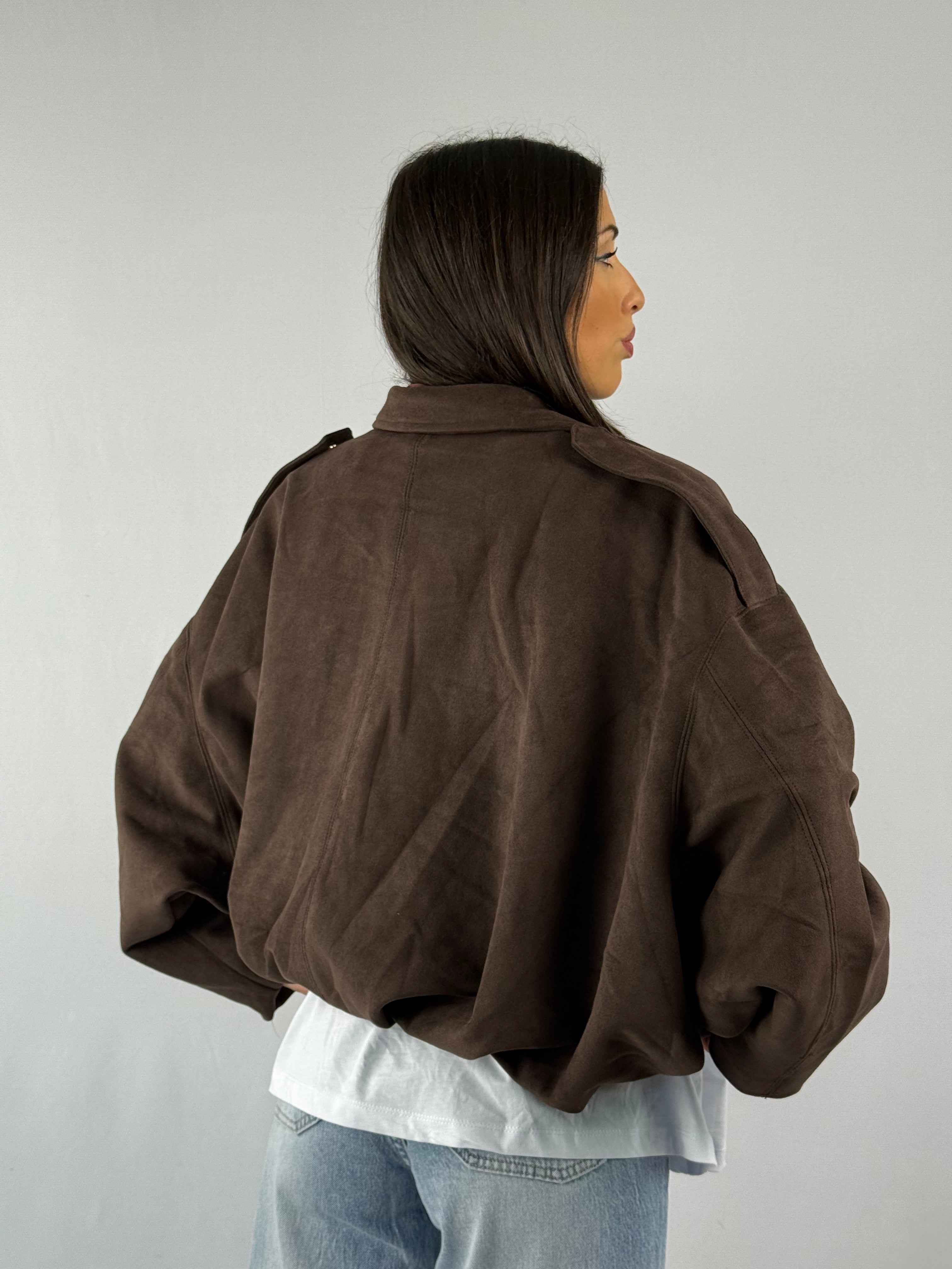 Bomber in suede marrone