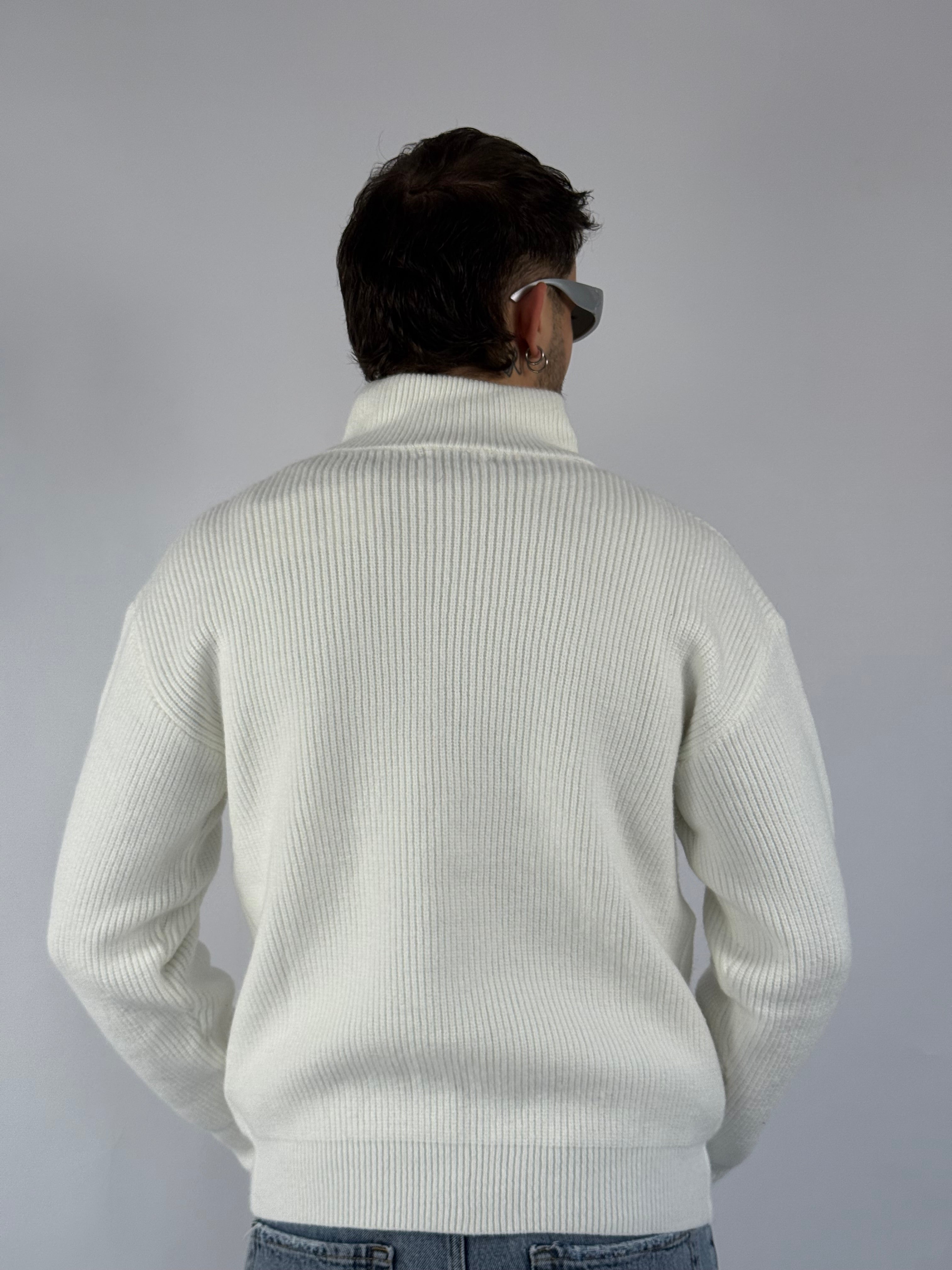 Maglione zip “Warm” bianco