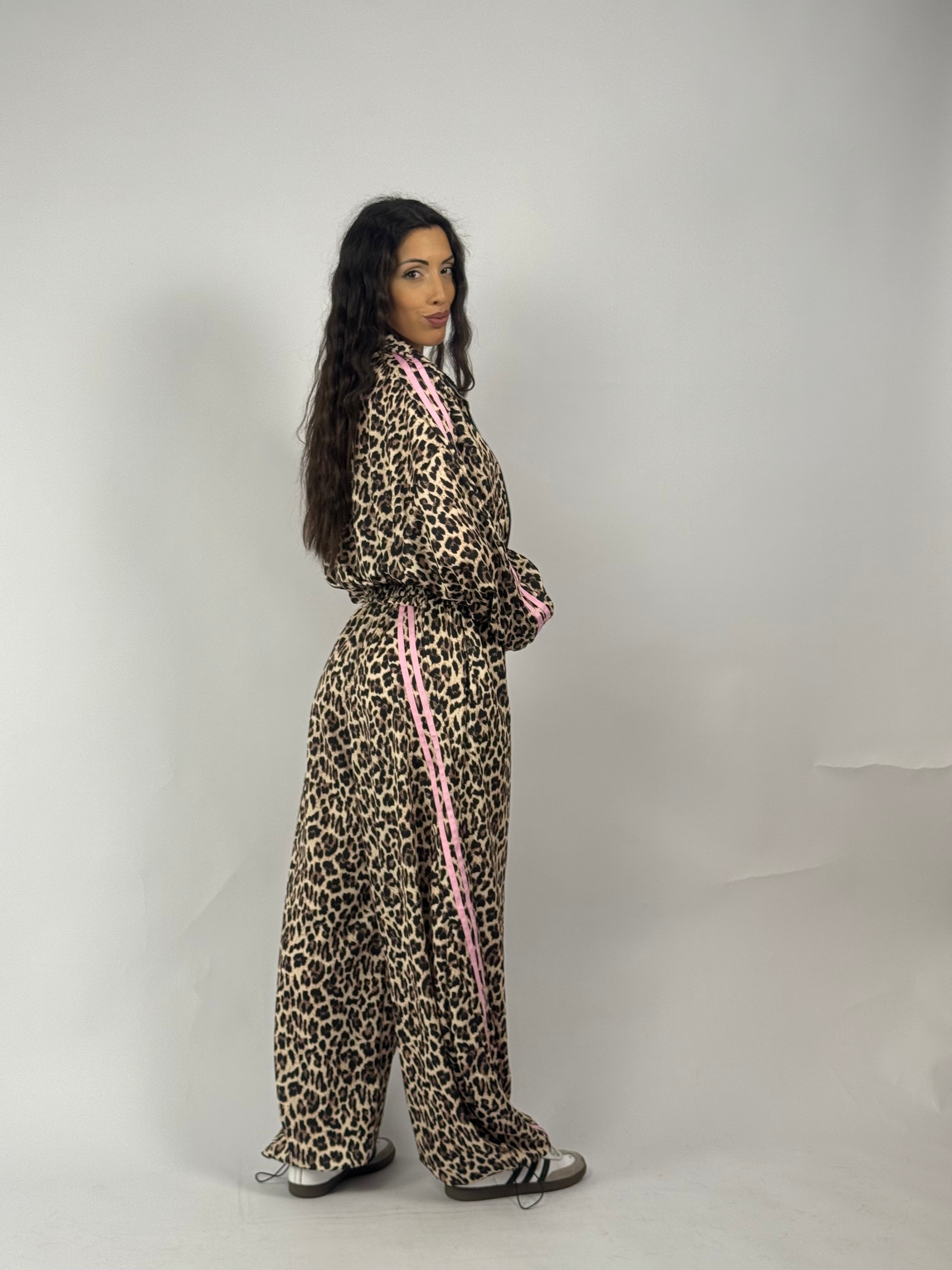 Felpa leopard chiaro zip