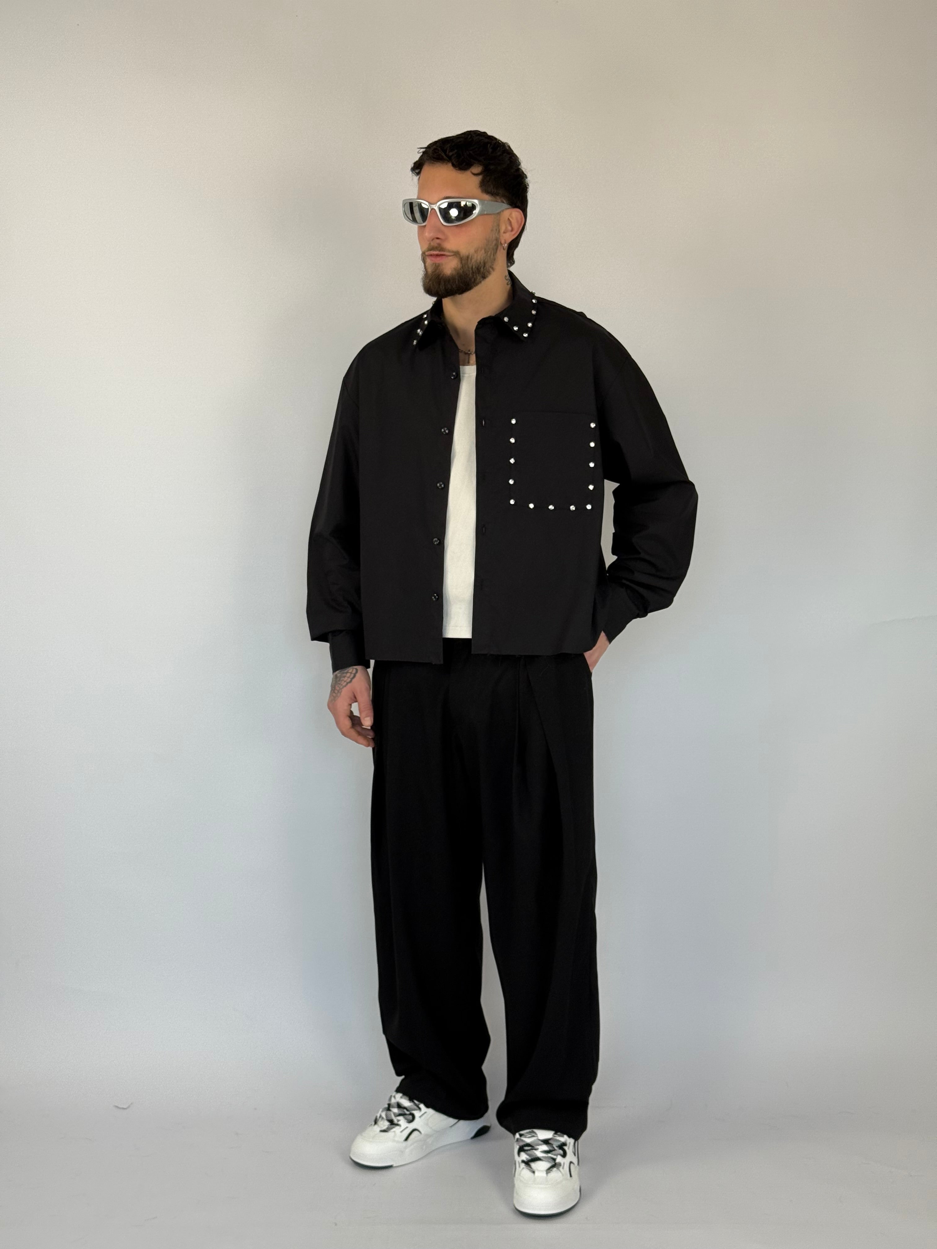 Camicia crop “jewels”