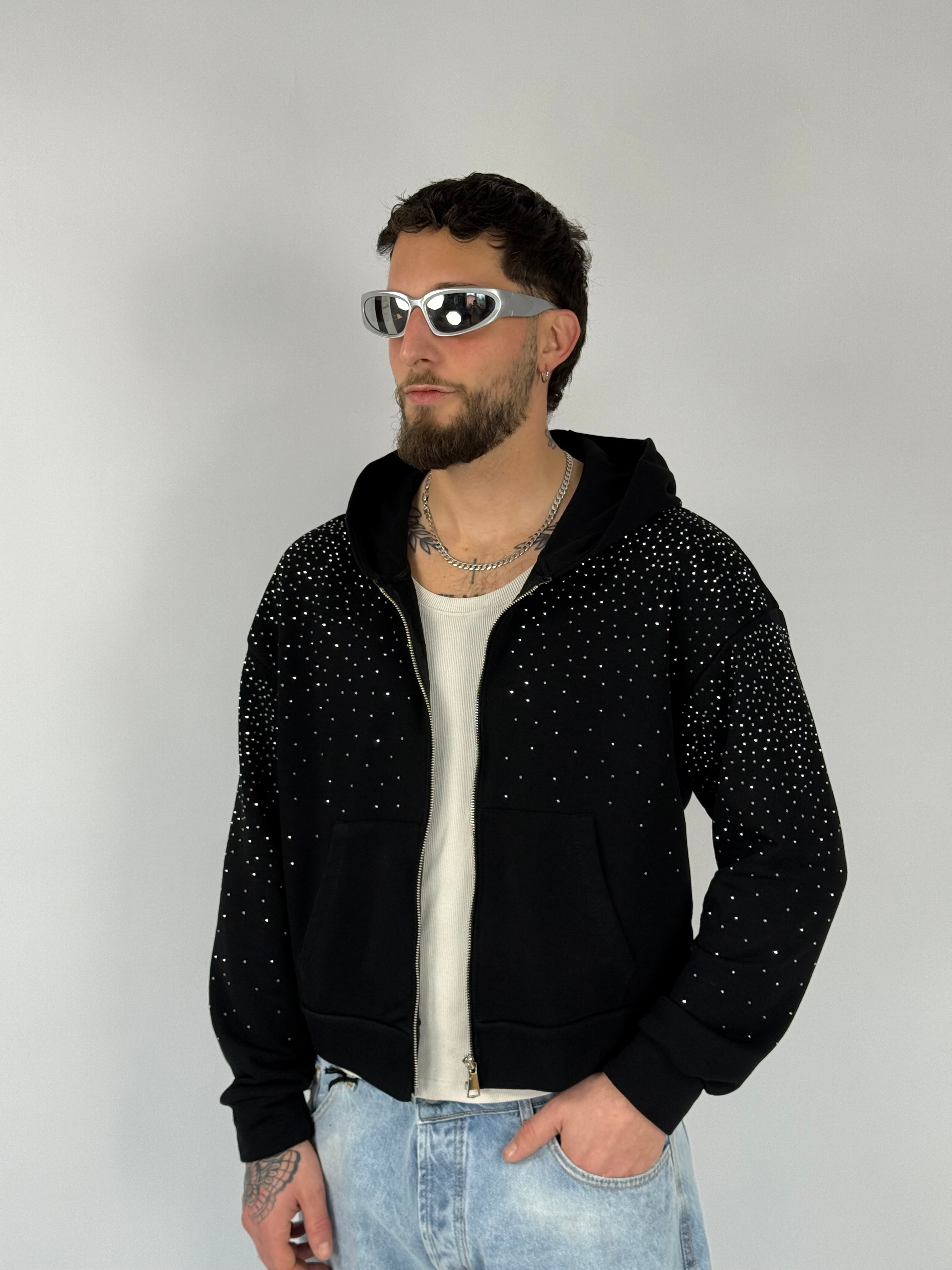 Felpa zip strass