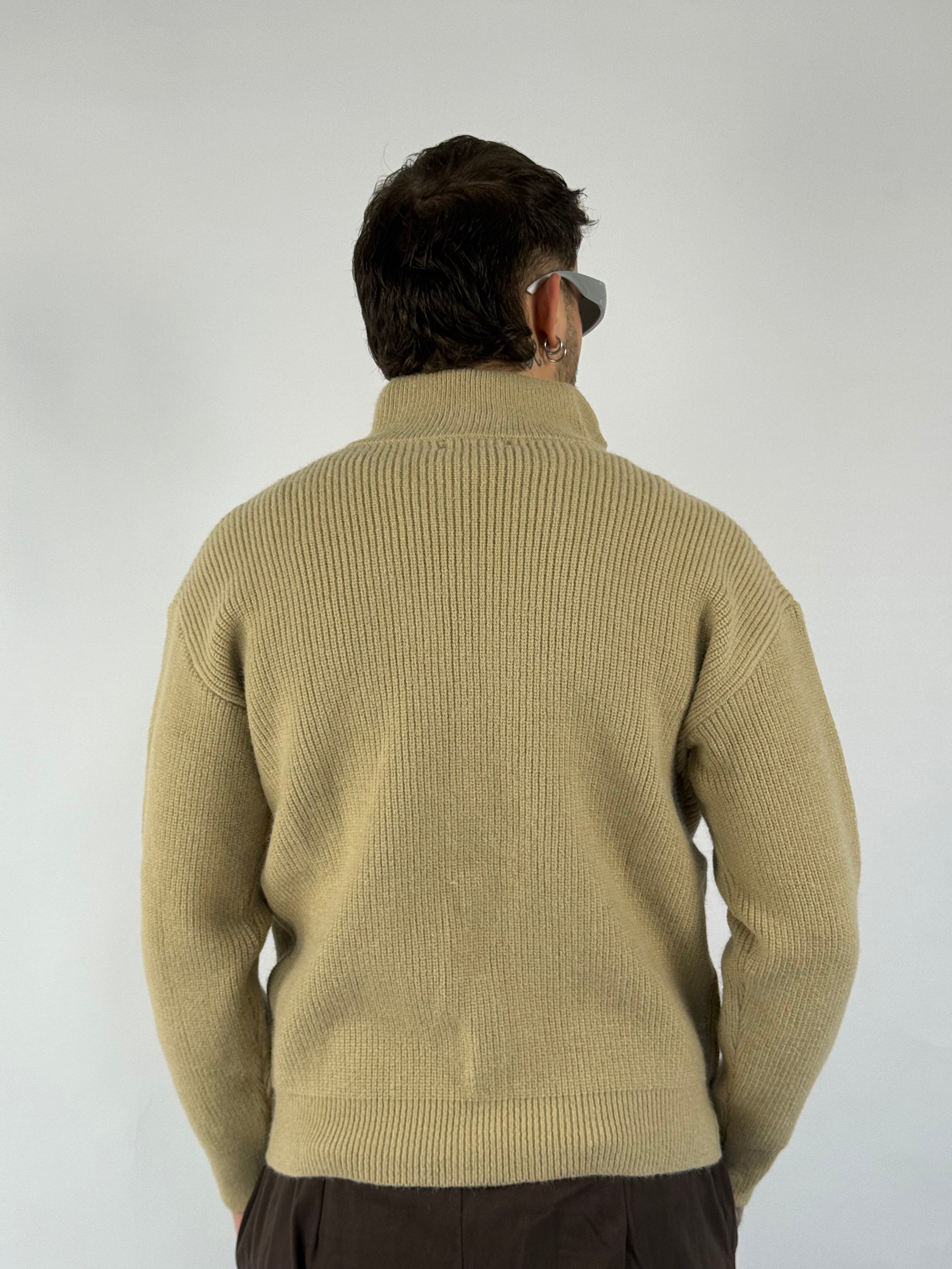 Maglione zip “Warm” beige
