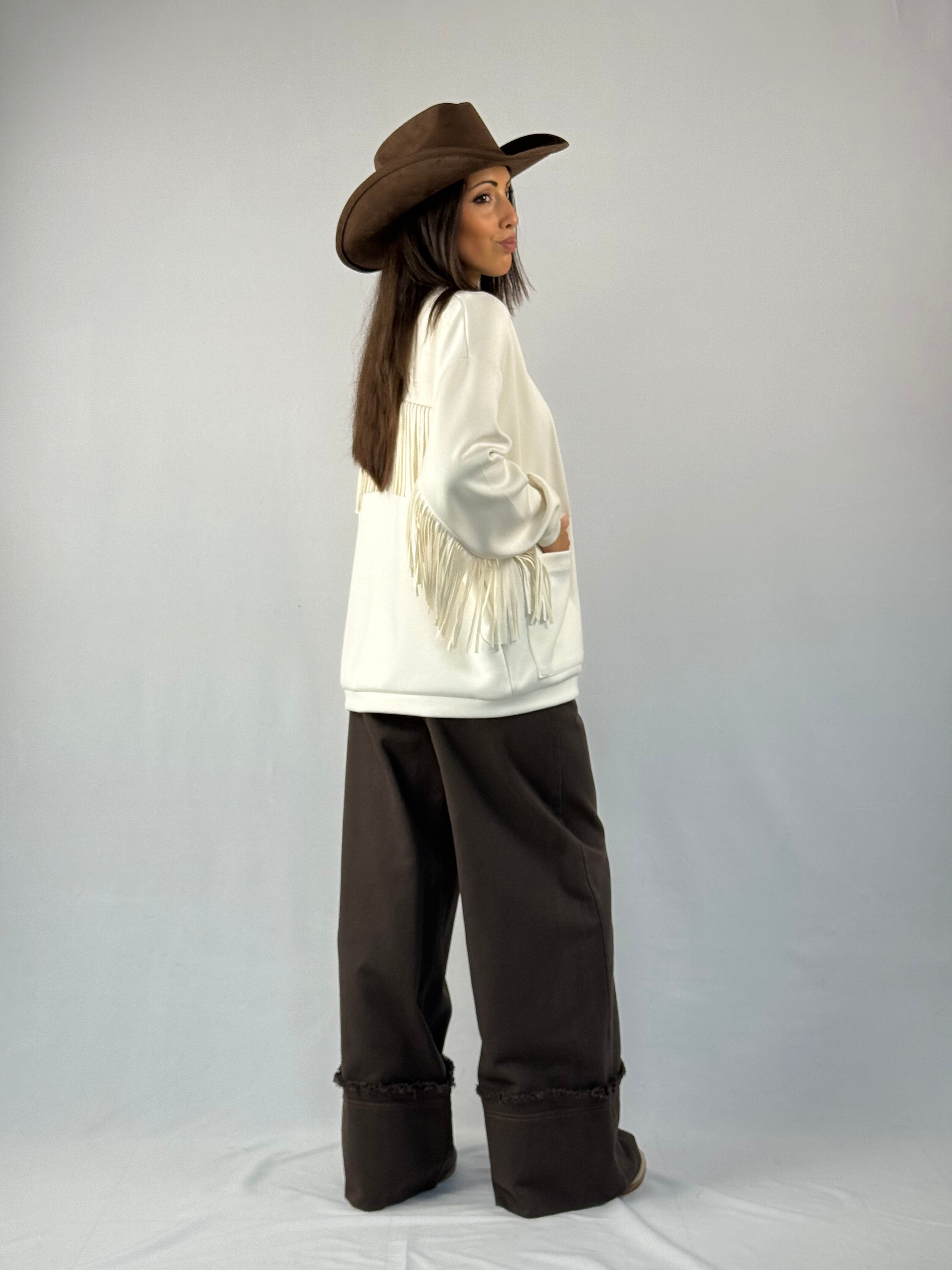 Jeans palazzo risvolto Lumina marrone
