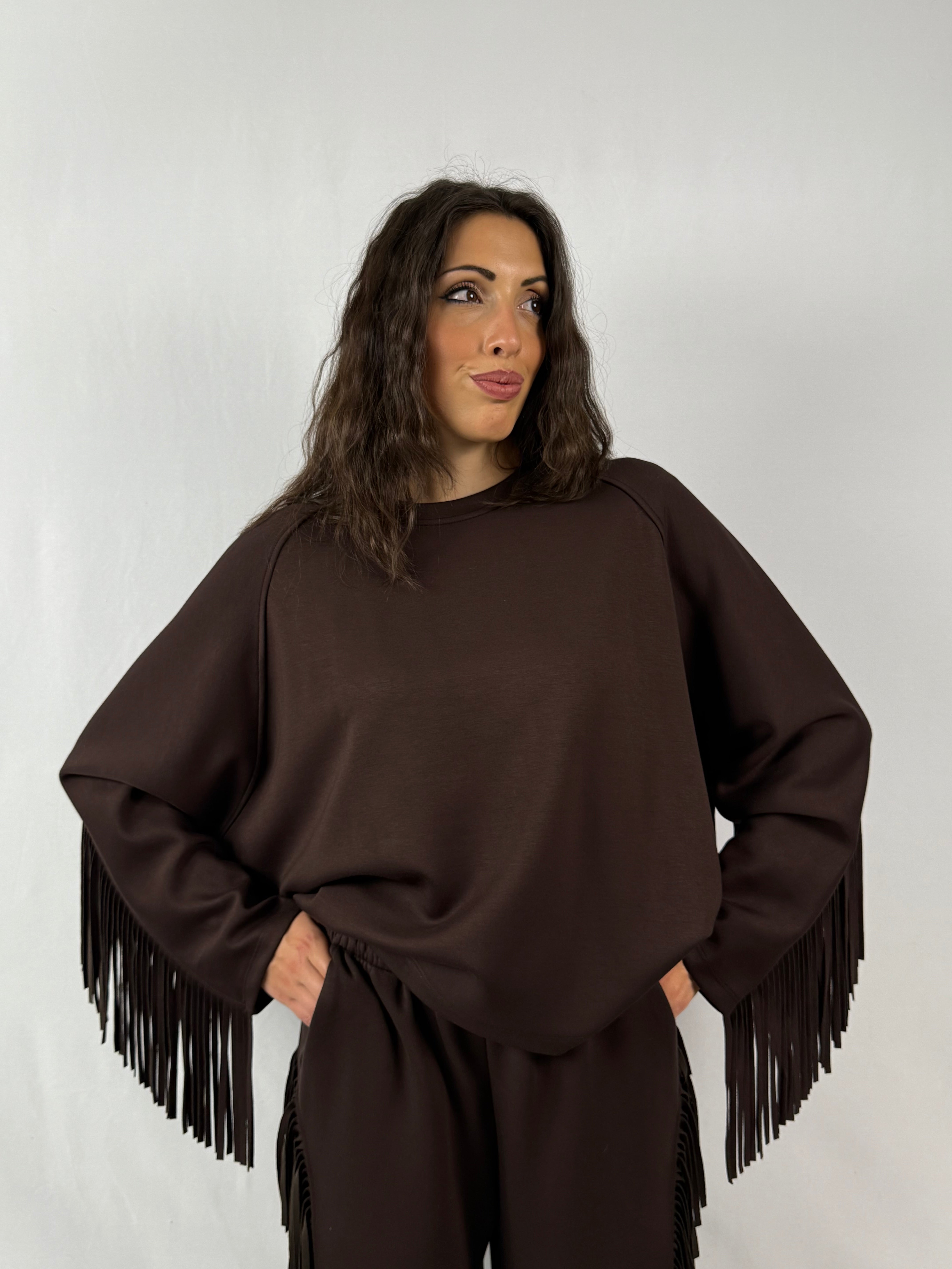 Felpa over frange Lumina marrone