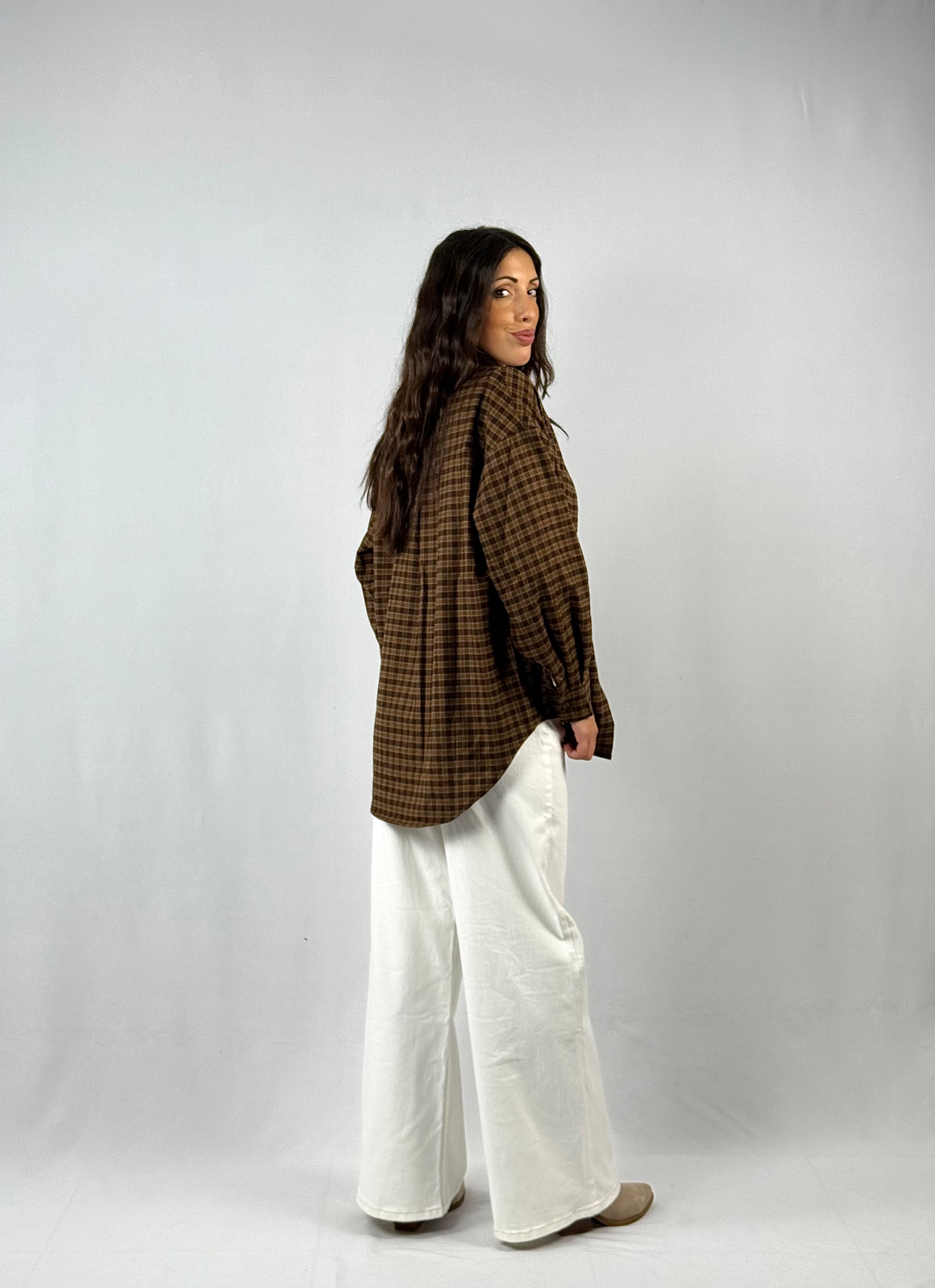 Camicia a quadri marrone