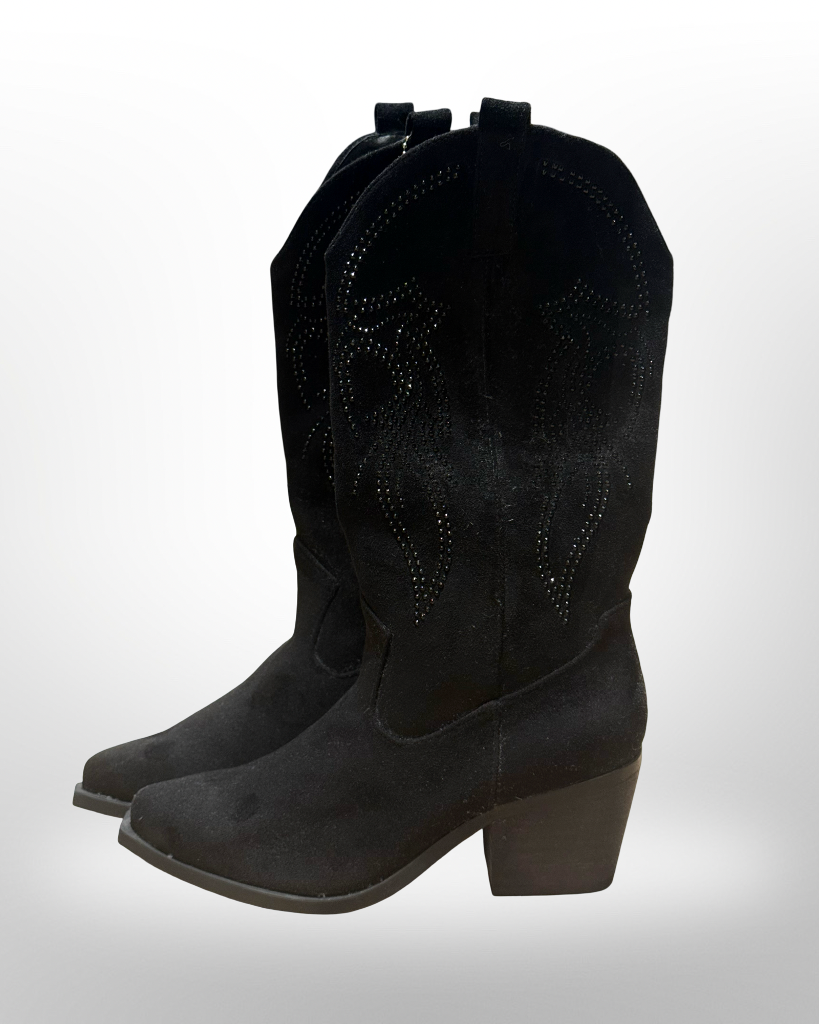 Texani bassi neri con strass