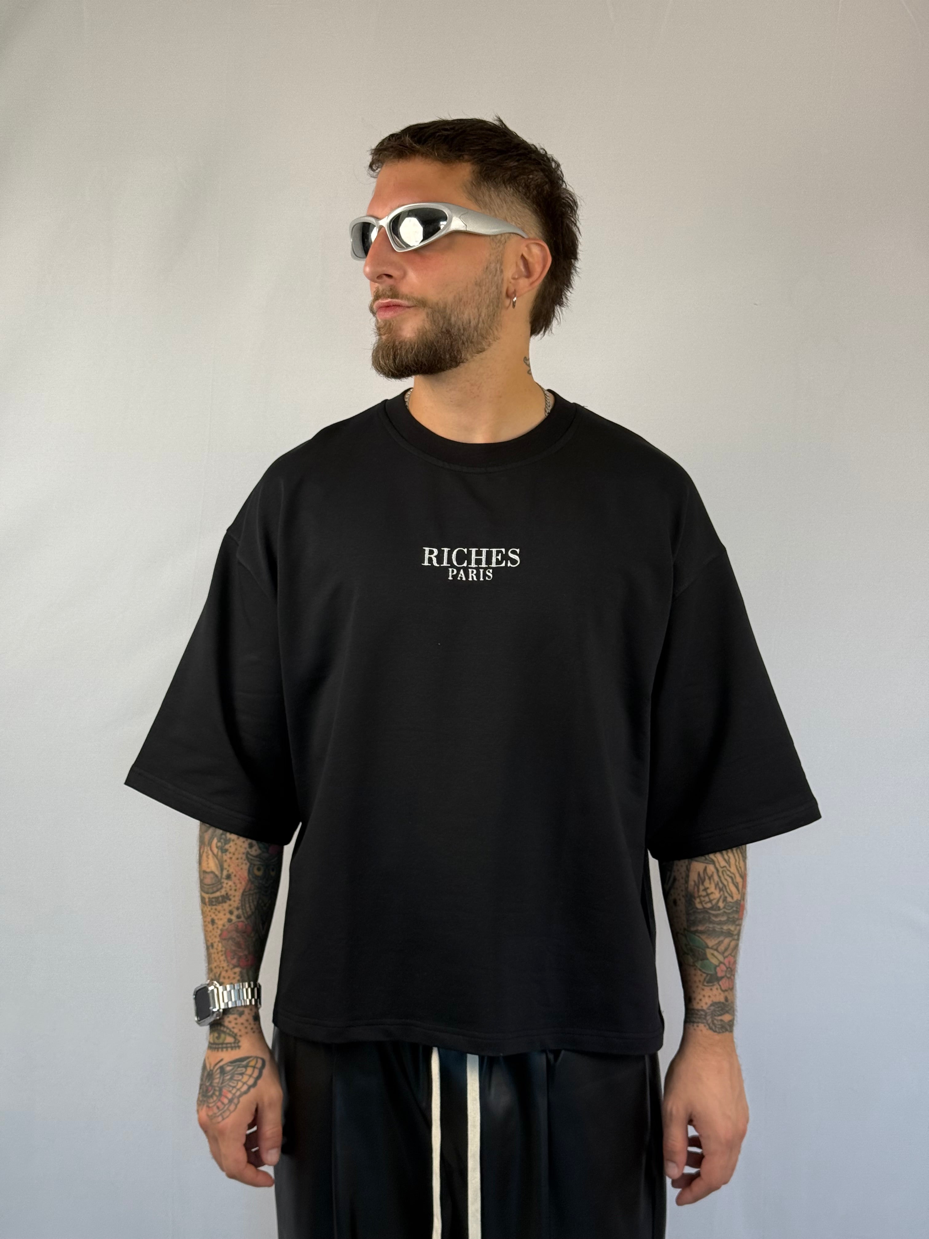 T-shirt crop Mona black