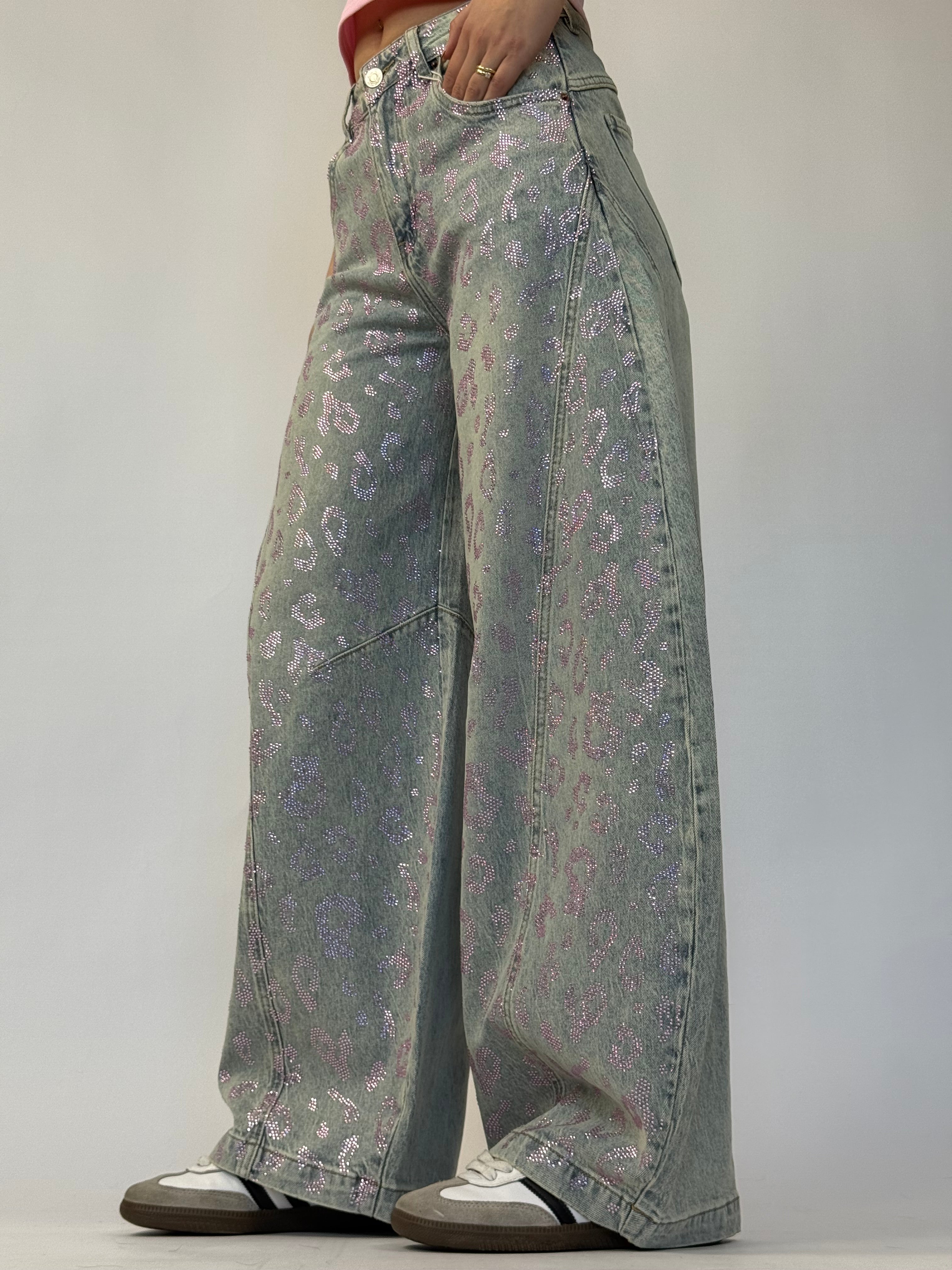 Jeans balloon leopard rosa