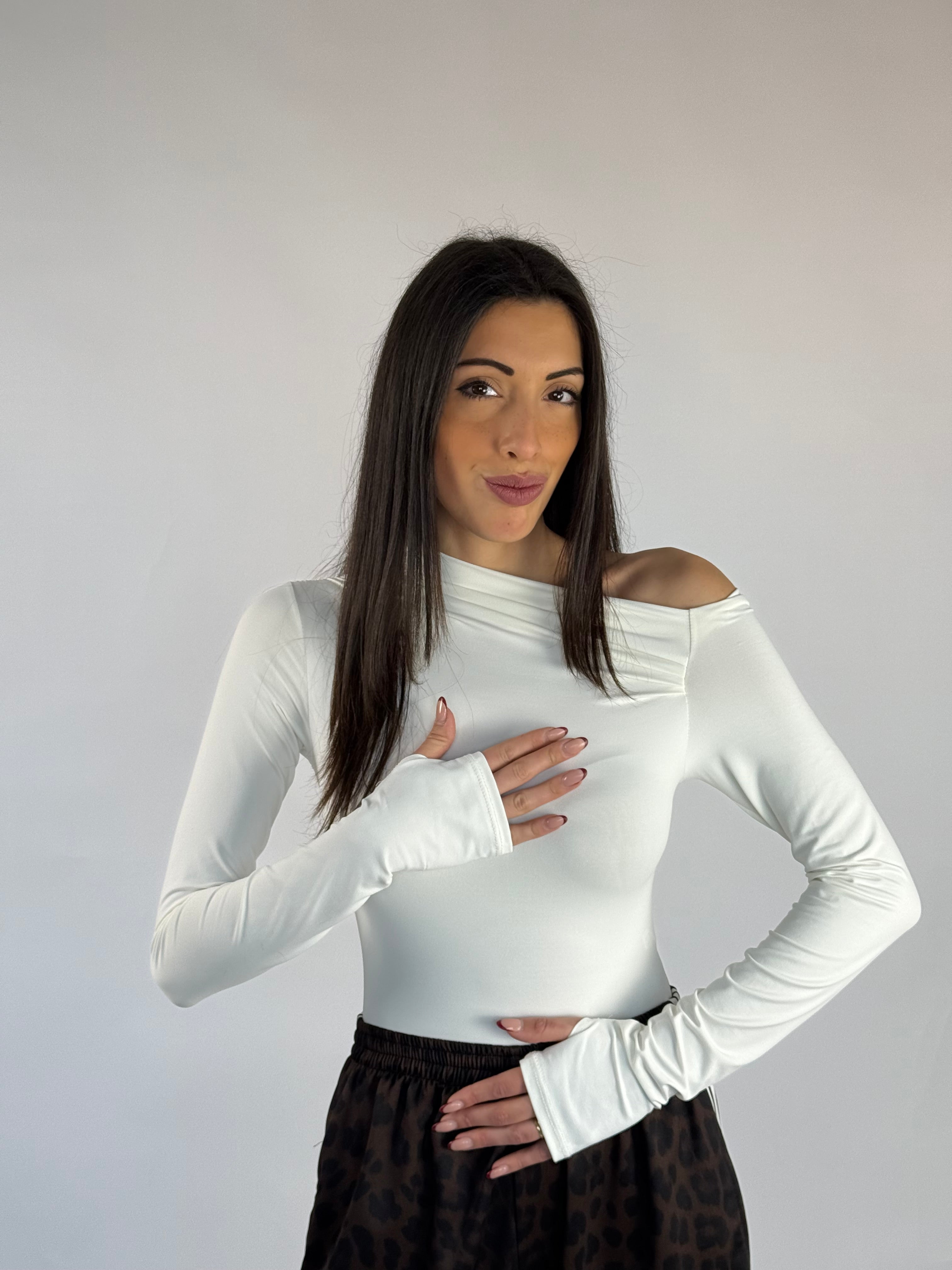 Body manica a guanto bianco