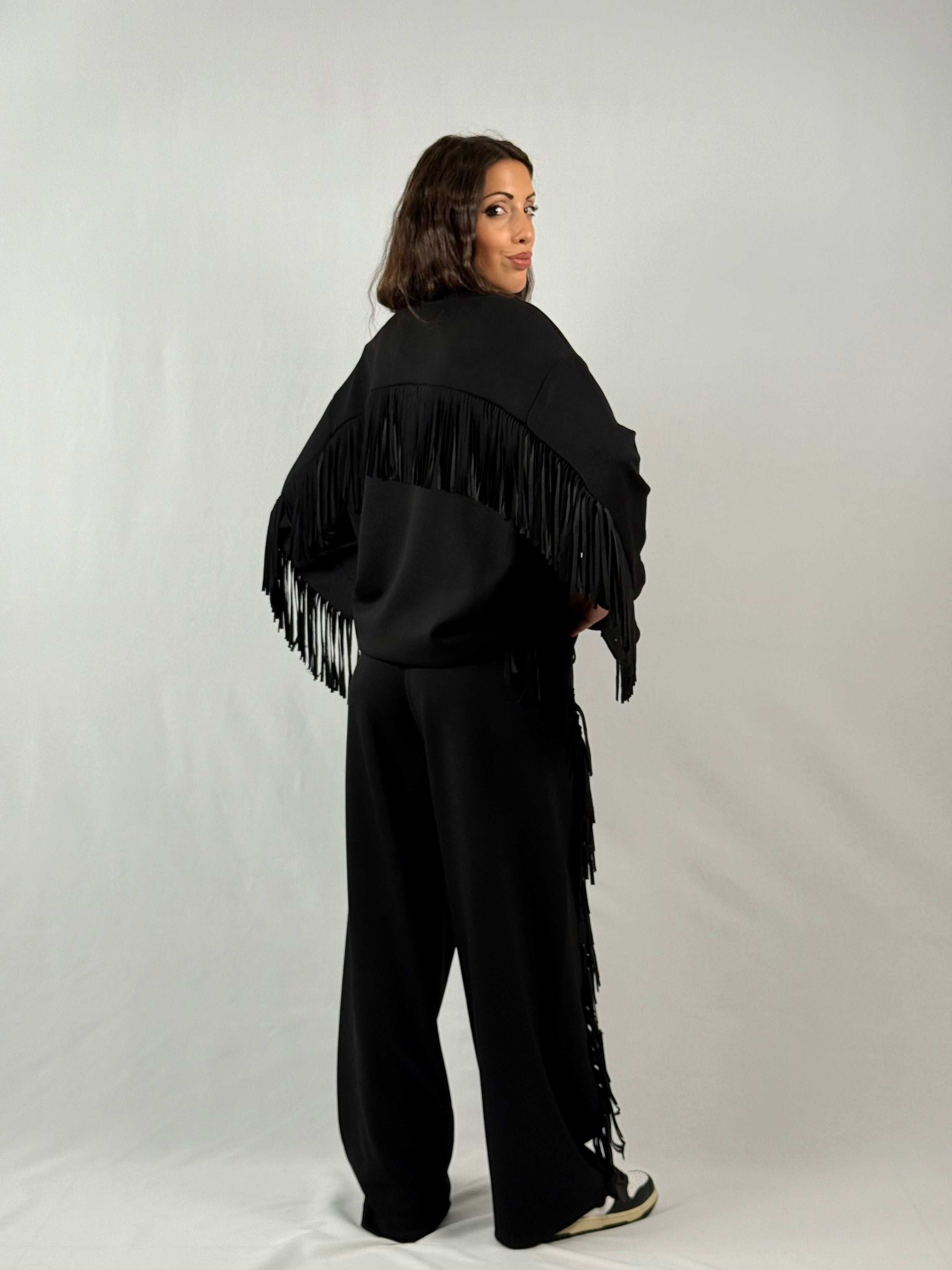 Cardigan frange Lumina nero