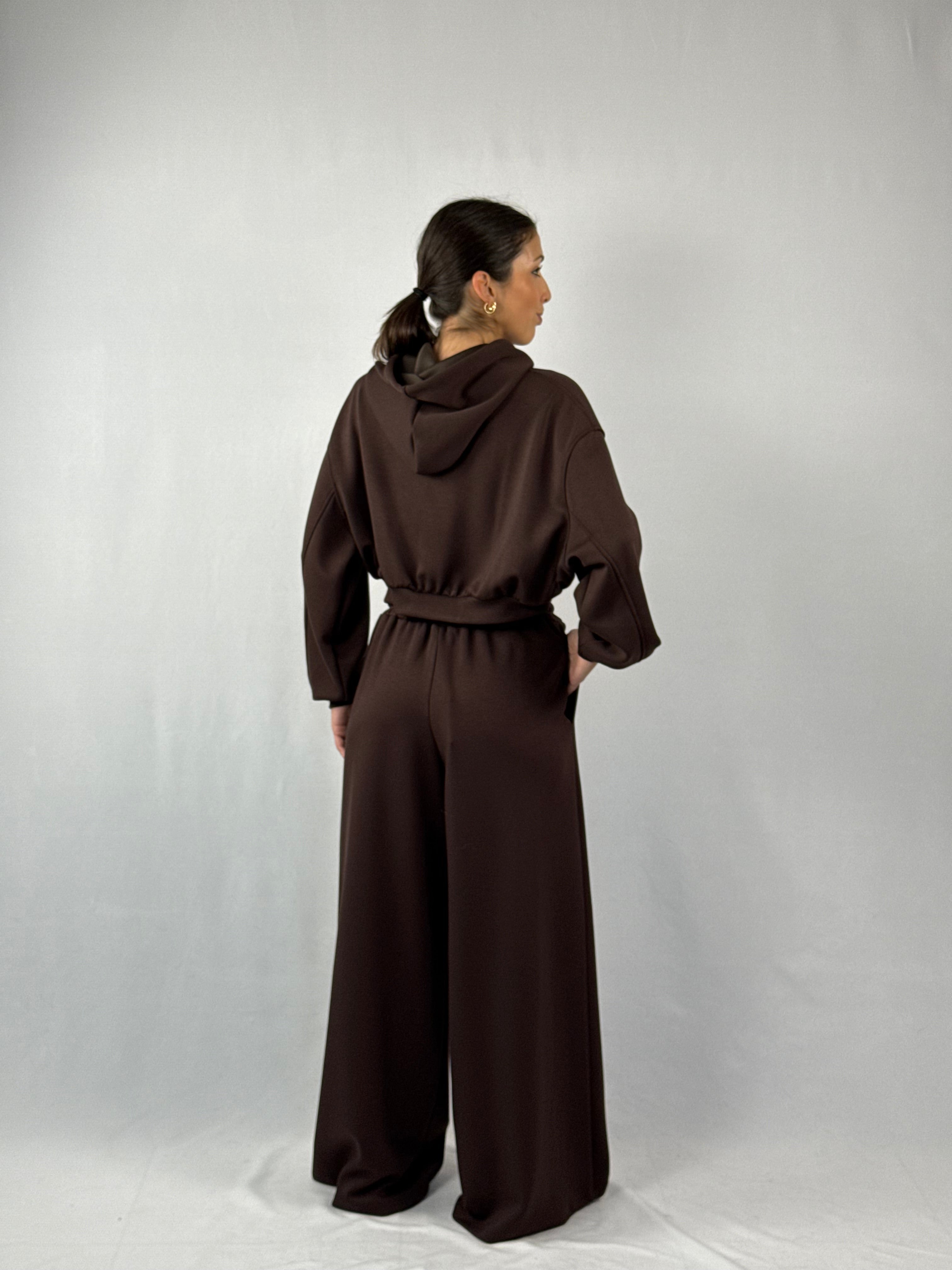 Felpa Crop cappuccio marrone Lumina