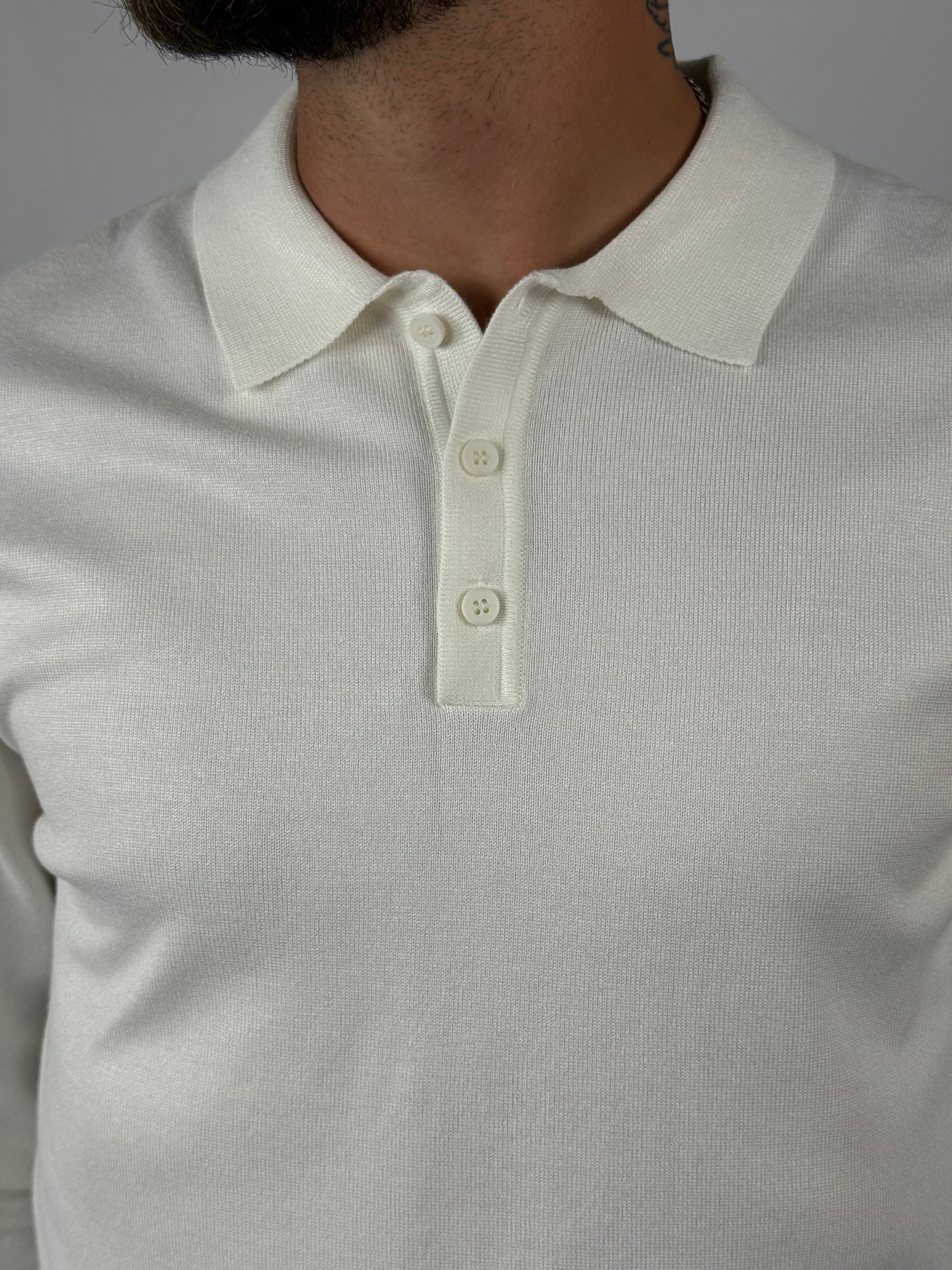 Maglia polo bottoni bianca