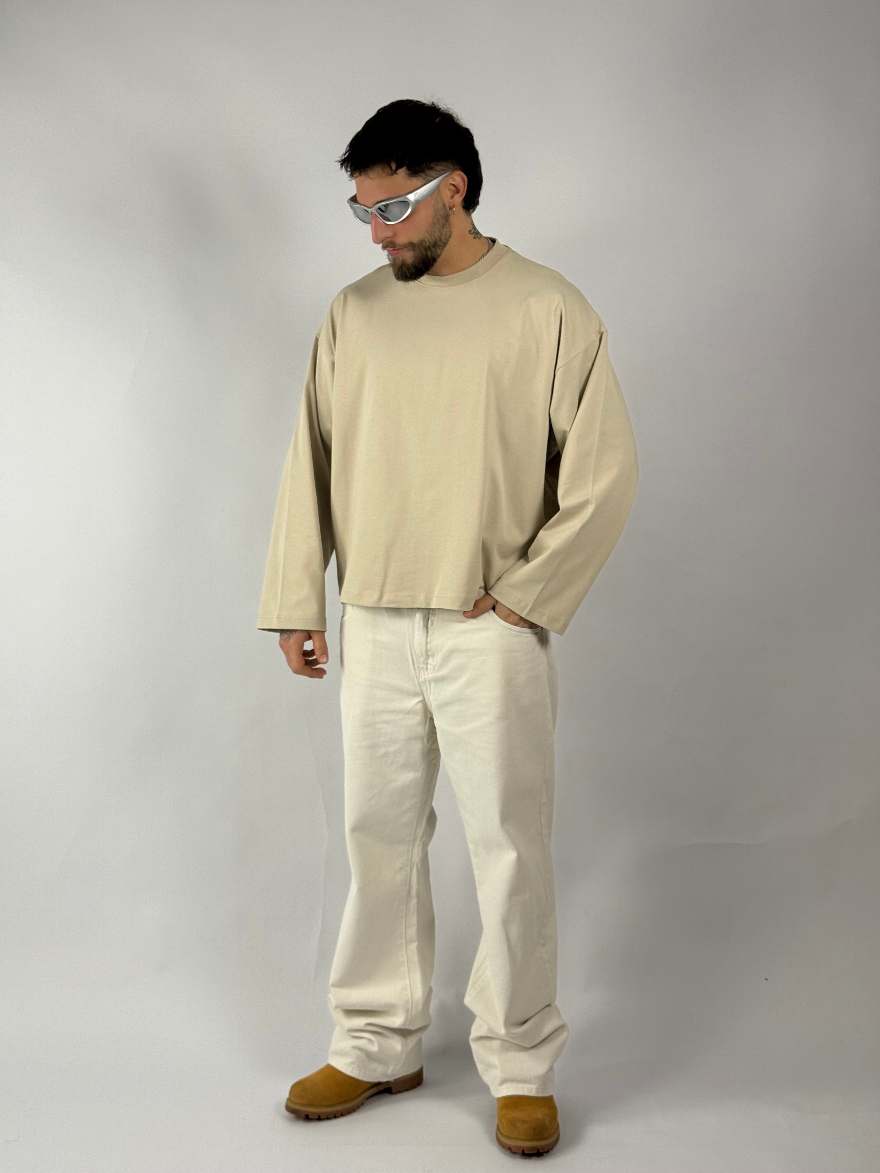 Long sleeve crop beige