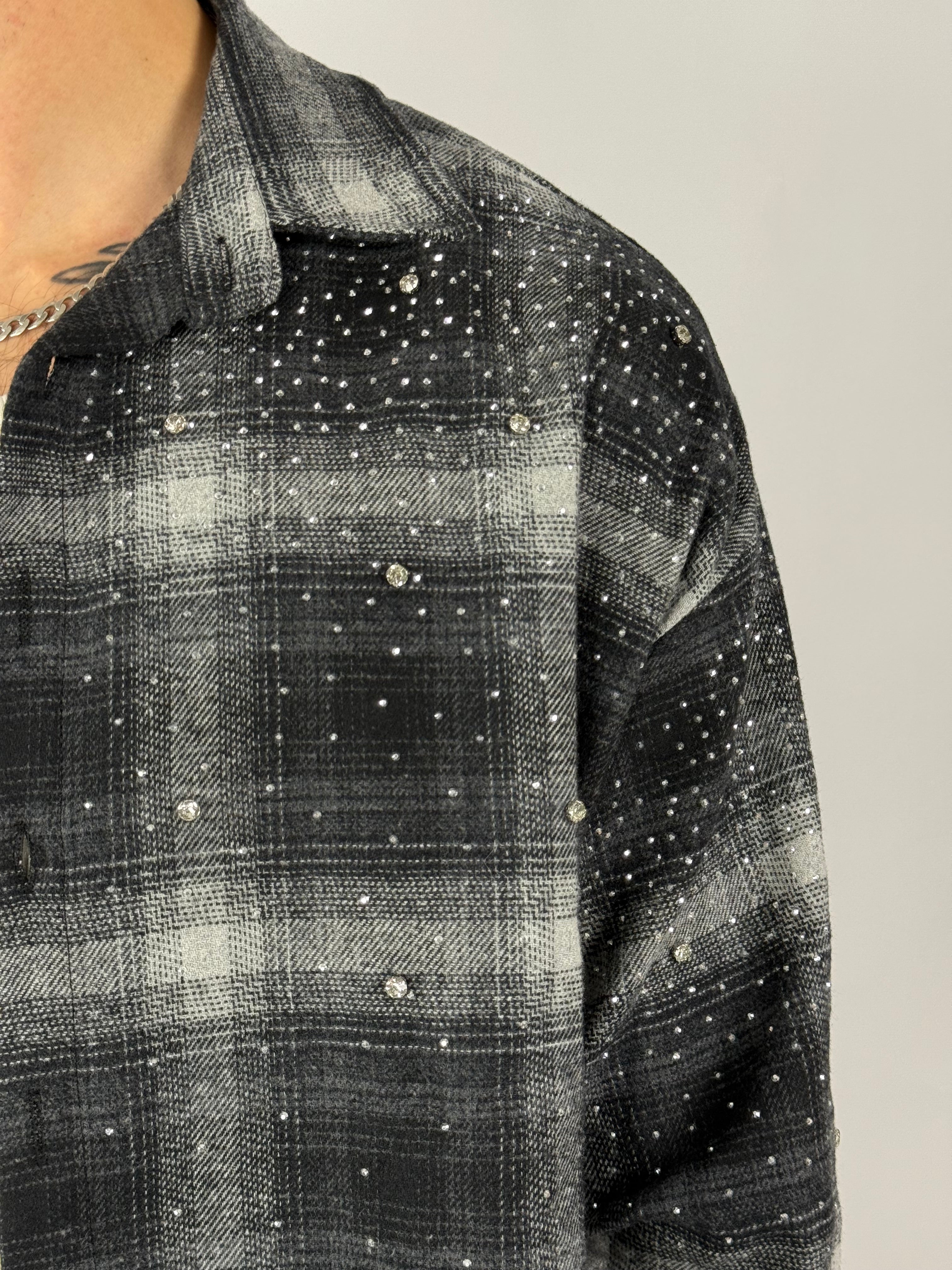 Camicia boxy diamond quadri nera
