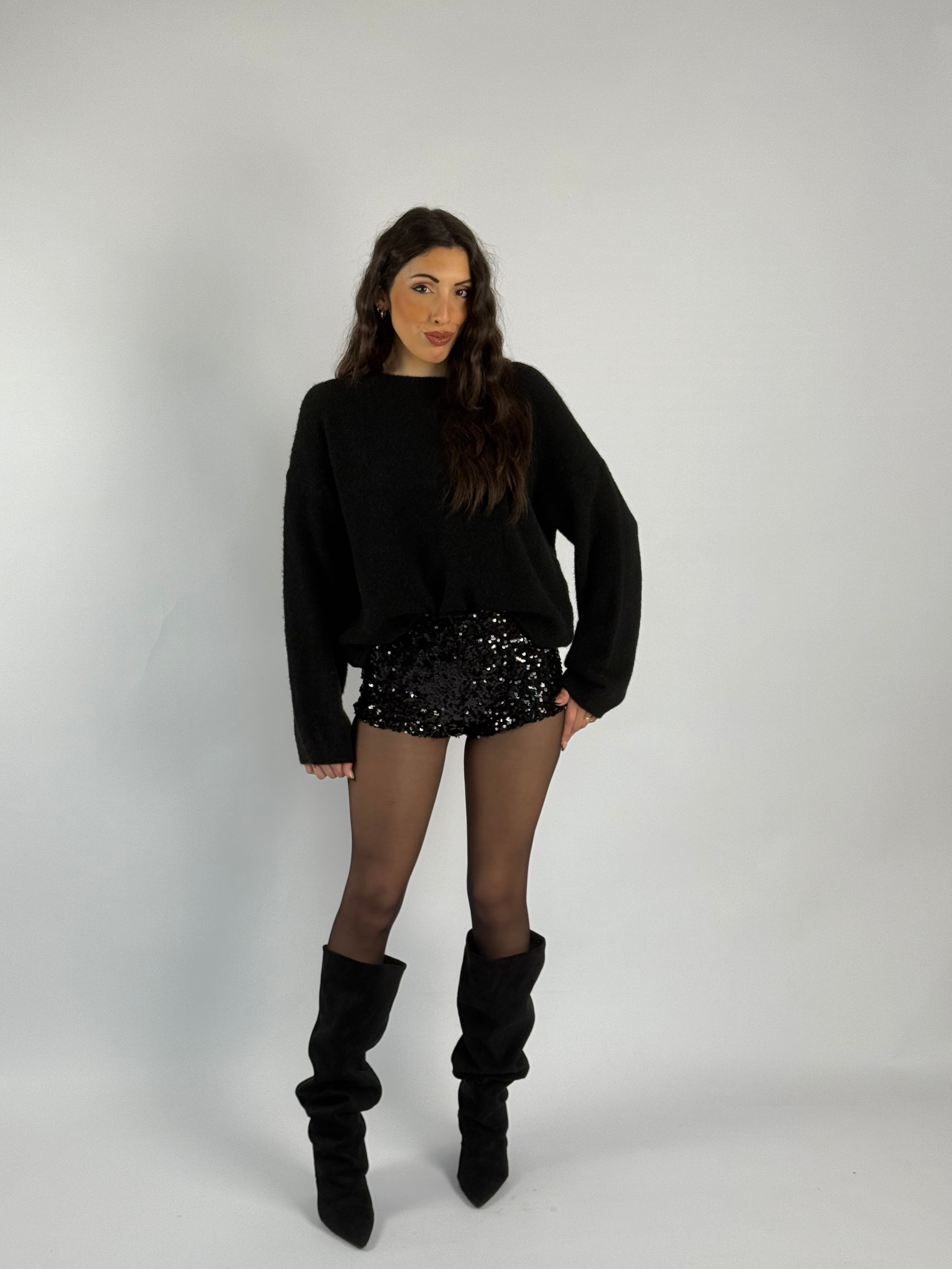 Culotte paillettes nera