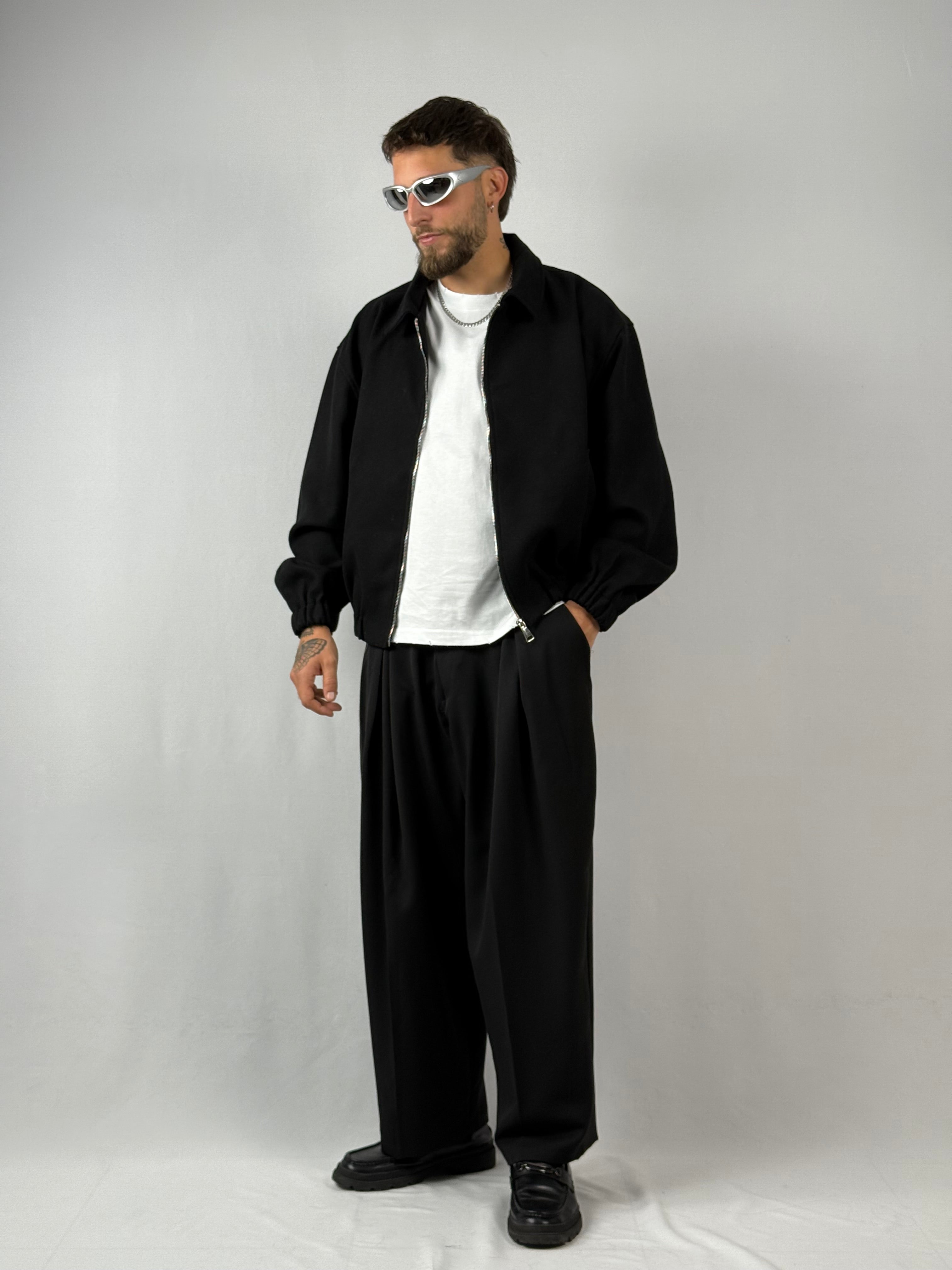 Jacket zip crop nero