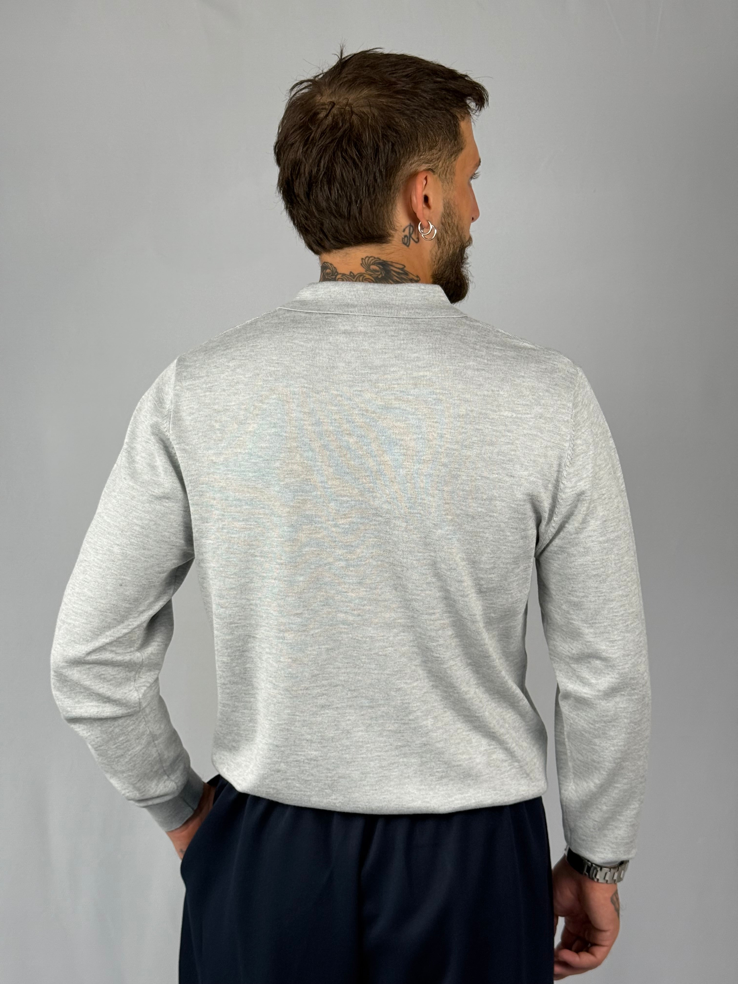 Maglia polo bottoni grigia
