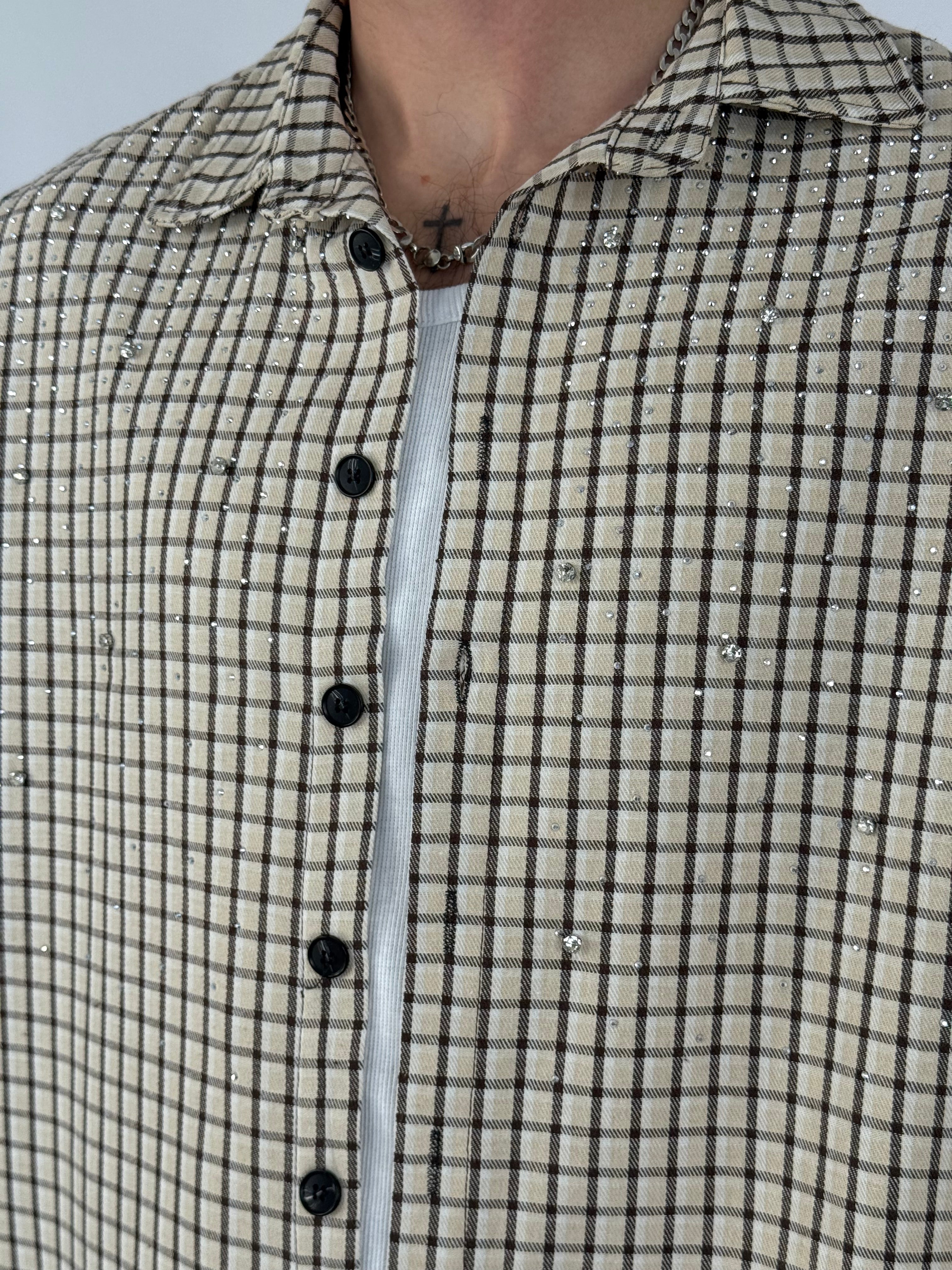 Camicia crop quadri diamond