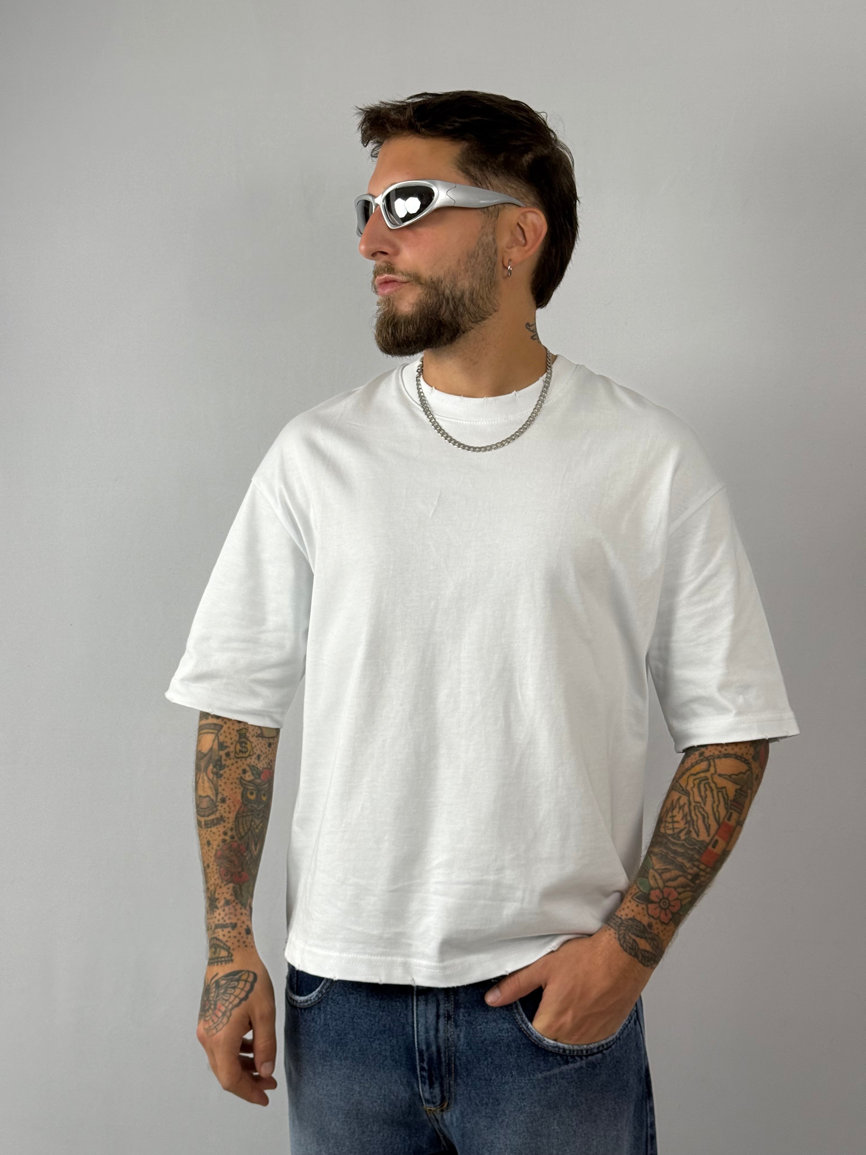 T-shirt crop 230g bianca