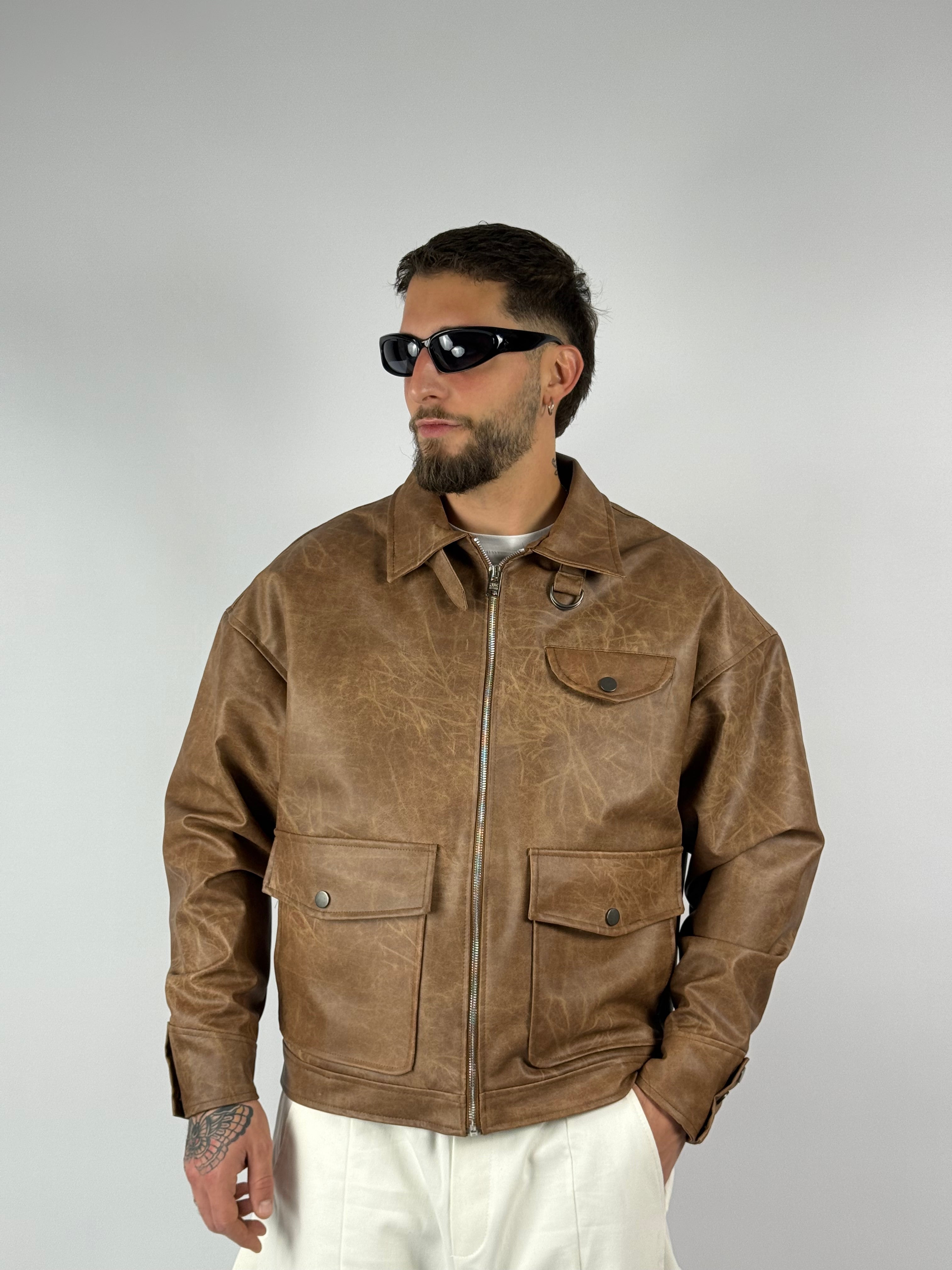 Jacket “Depp” crop cuoio chiaro