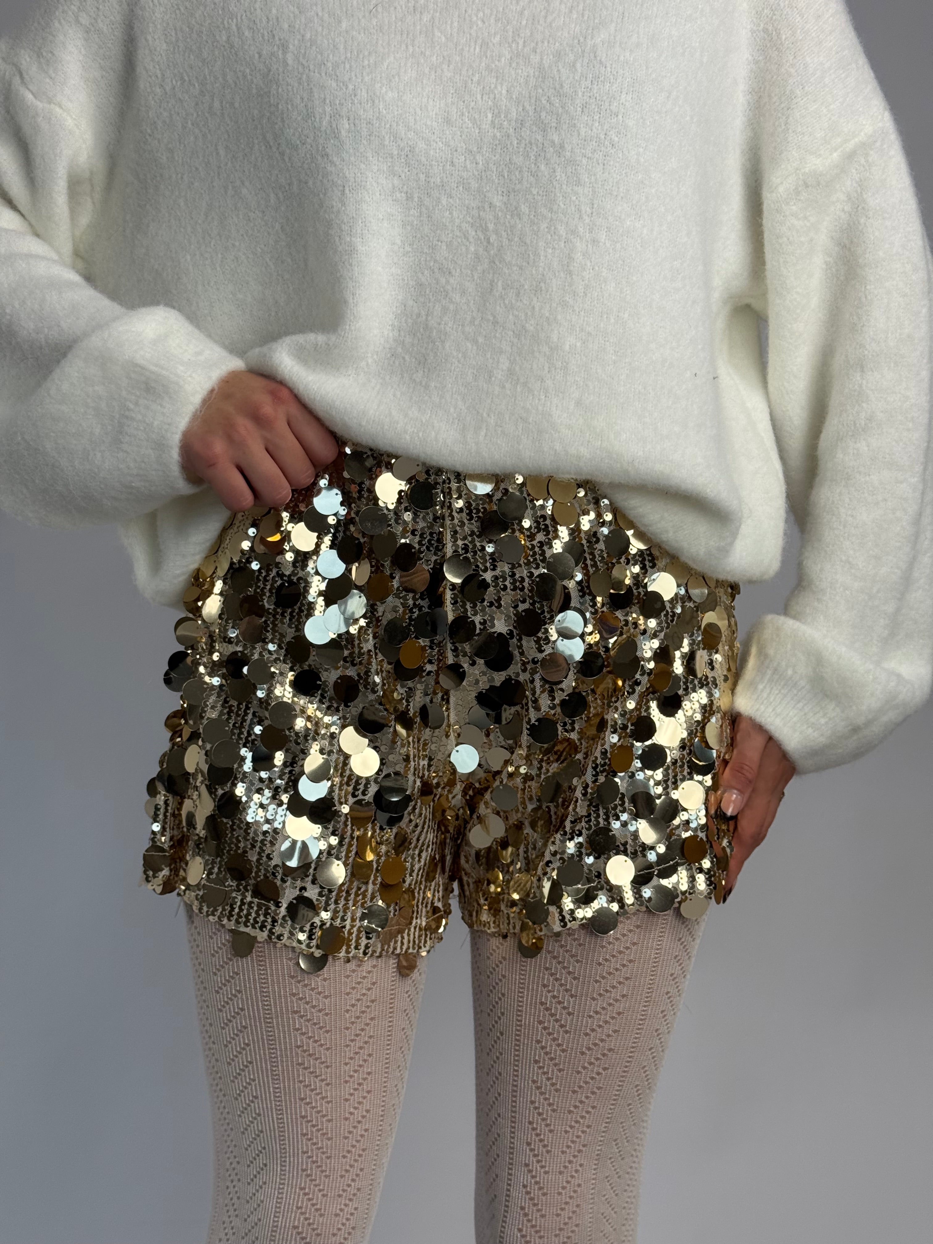 Pantaloncino paillettes oro