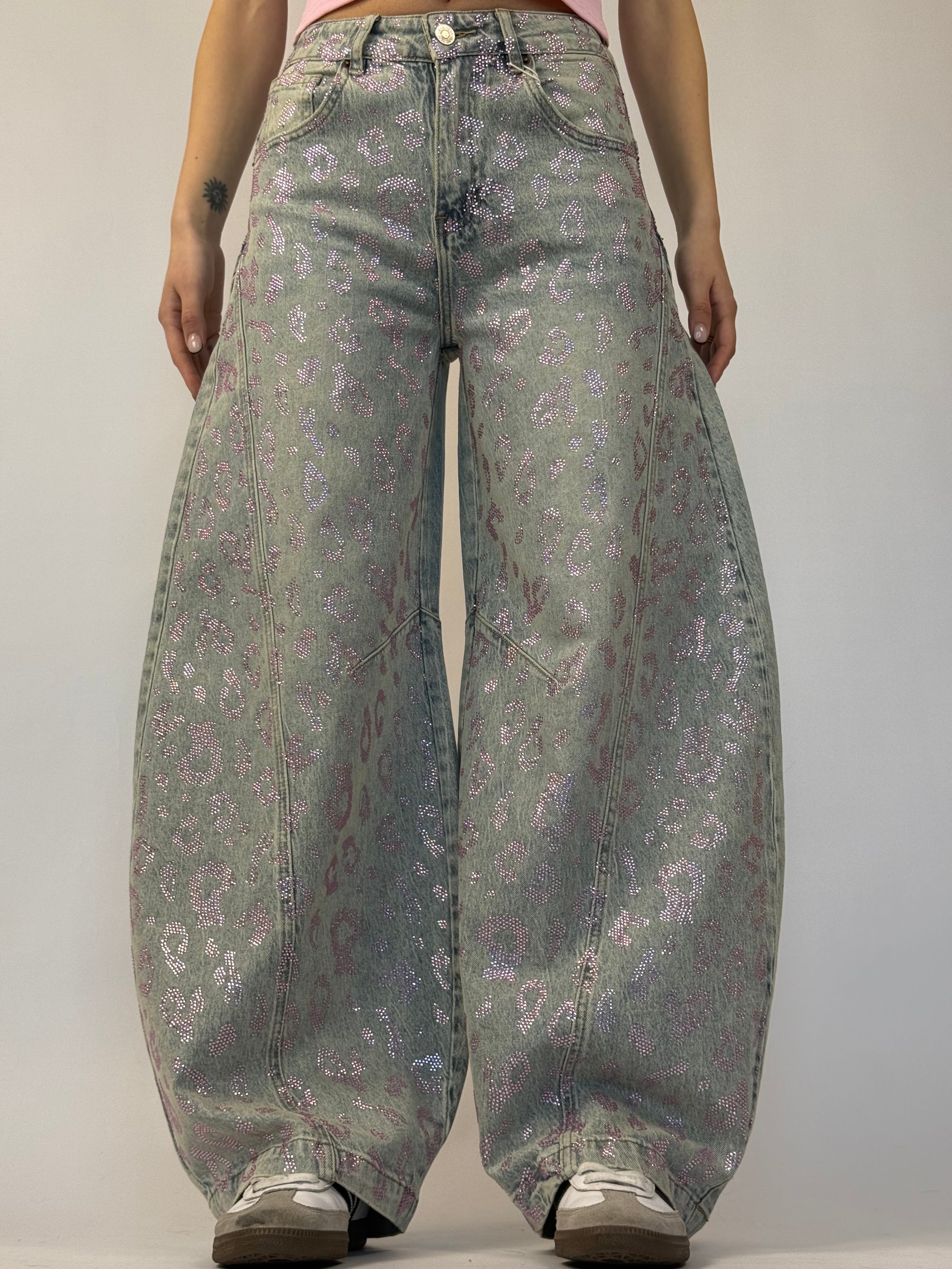 Jeans balloon leopard rosa