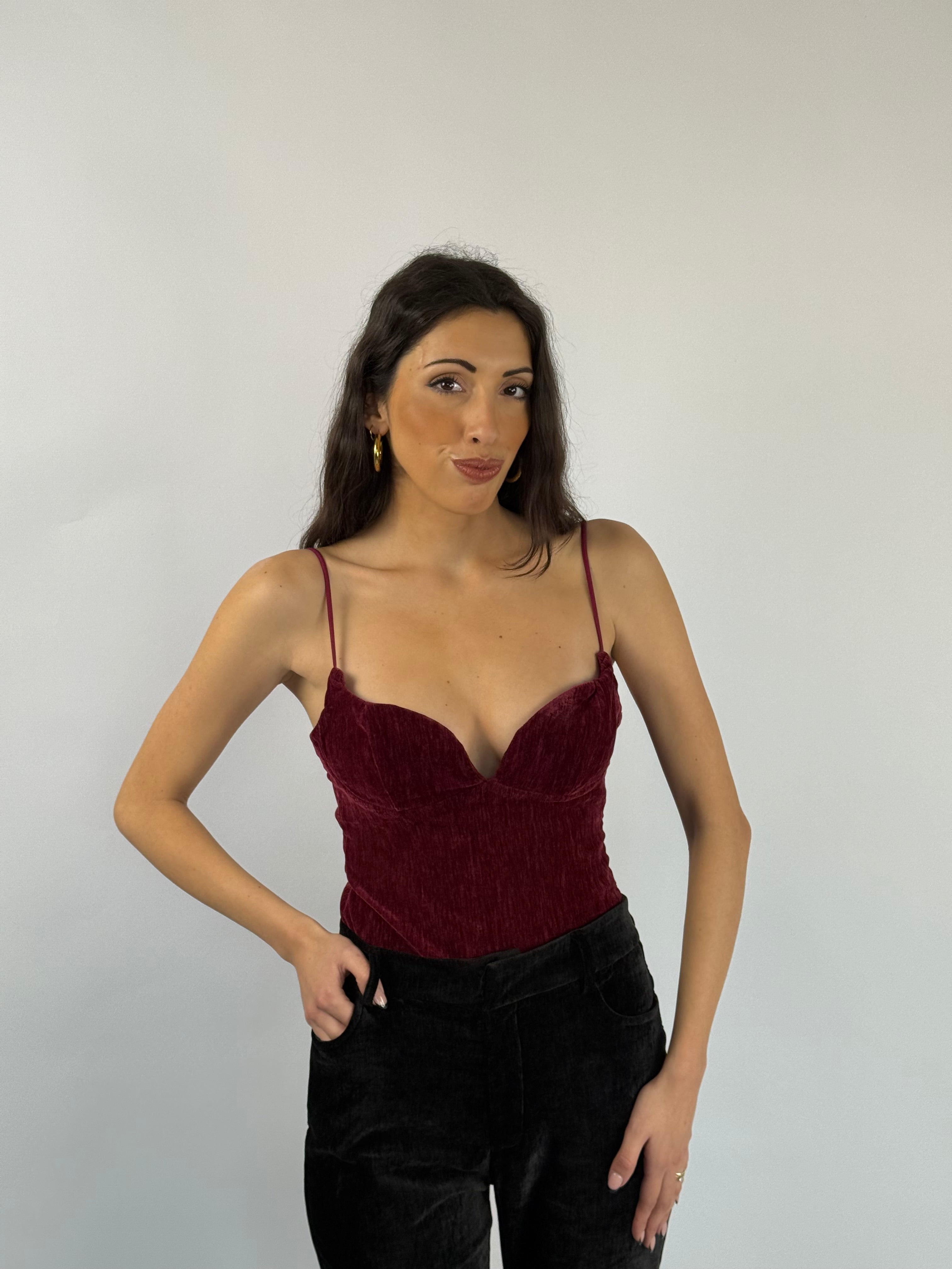 Body velluto bordeaux Lumina