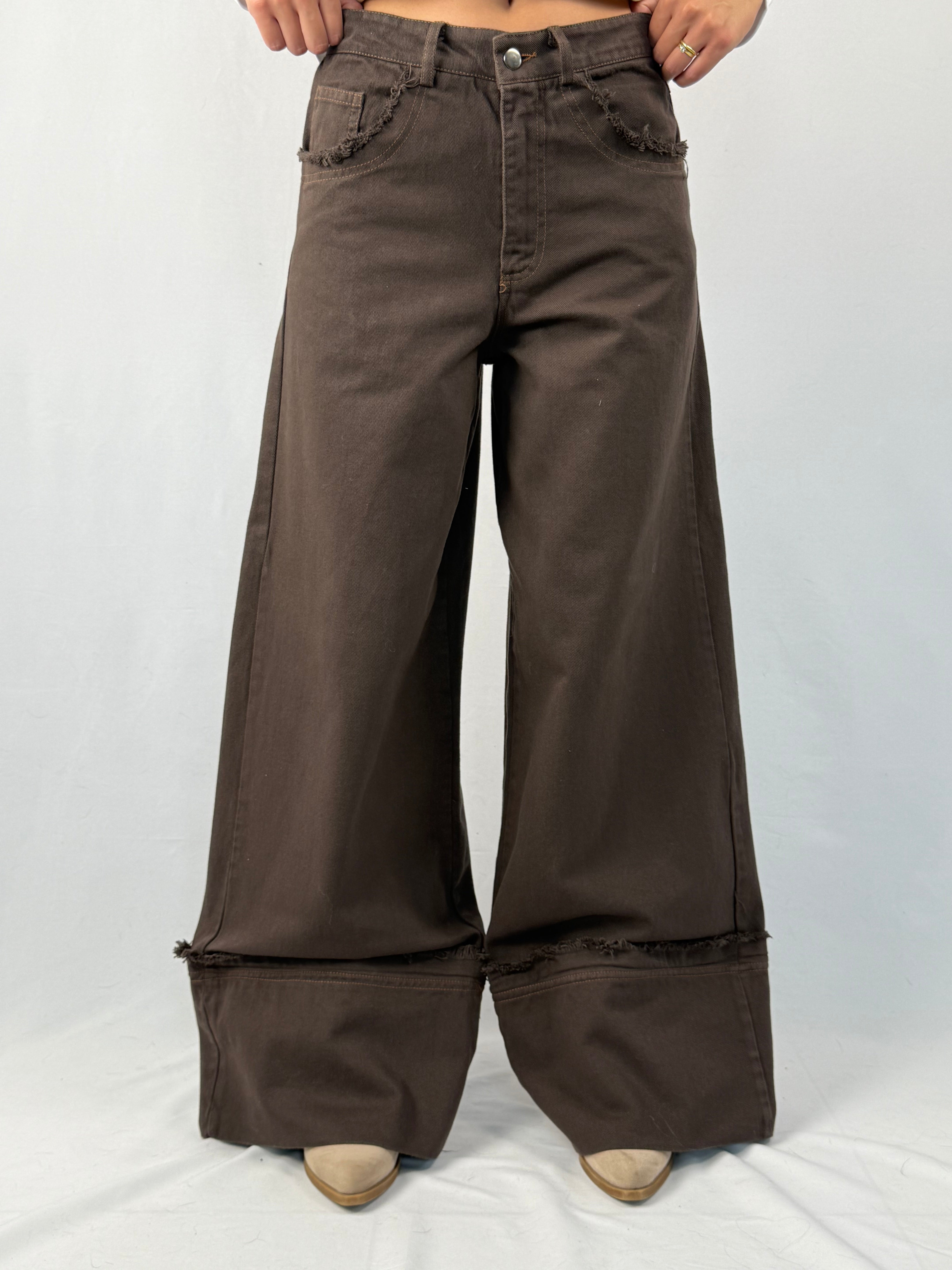 Jeans palazzo risvolto Lumina marrone