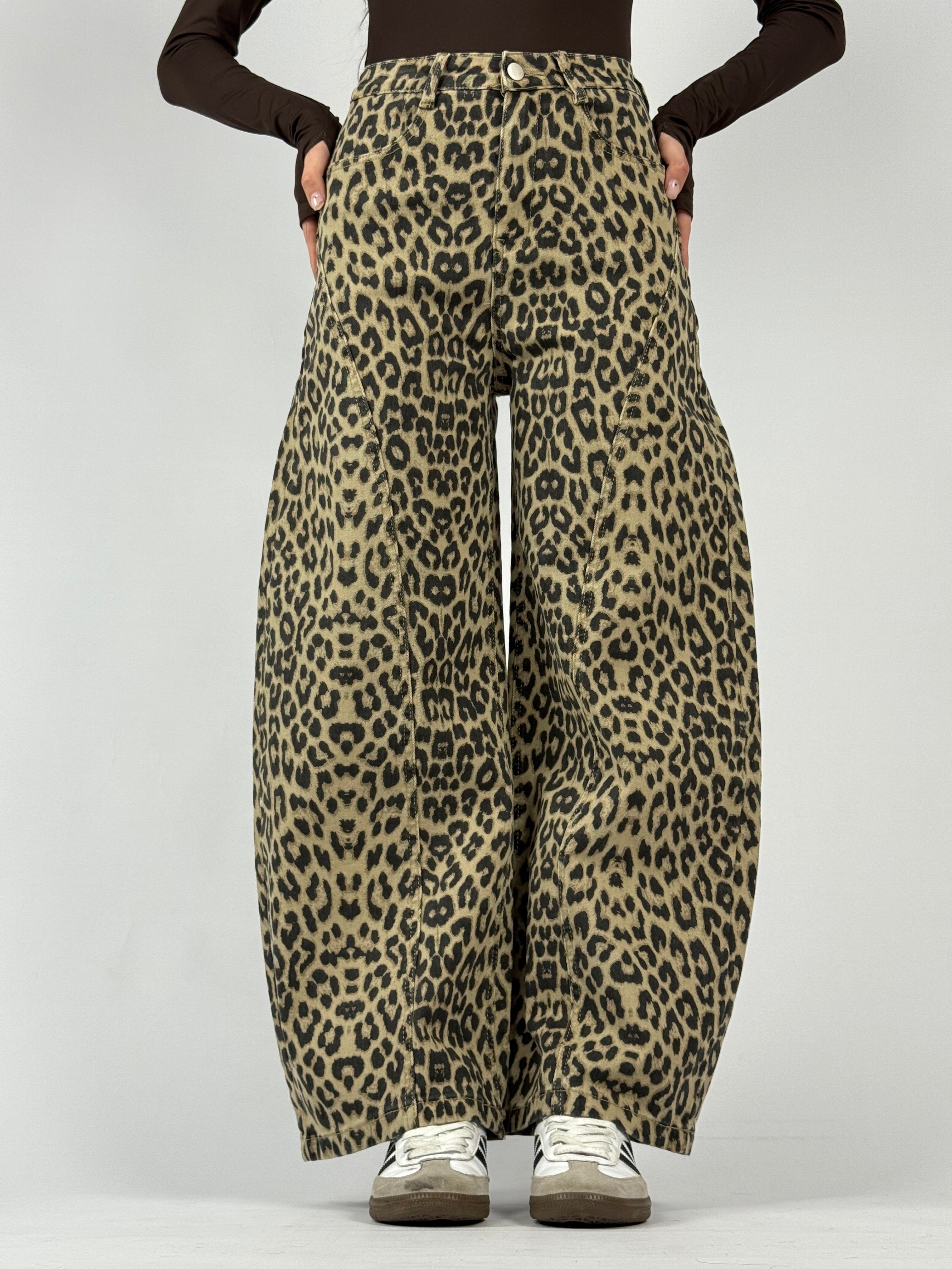 Jeans balloon leopardato