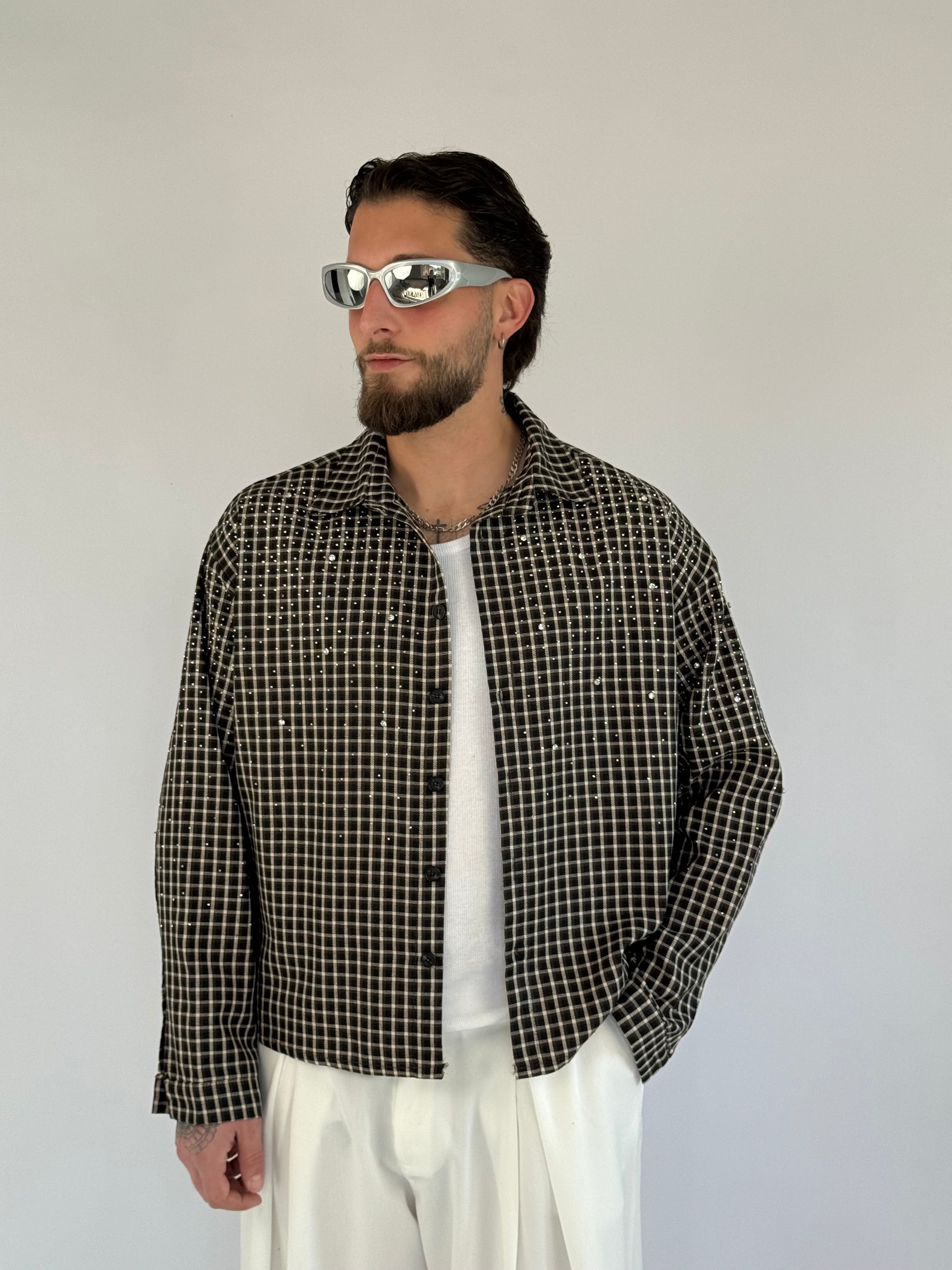 Camicia crop quadri diamond