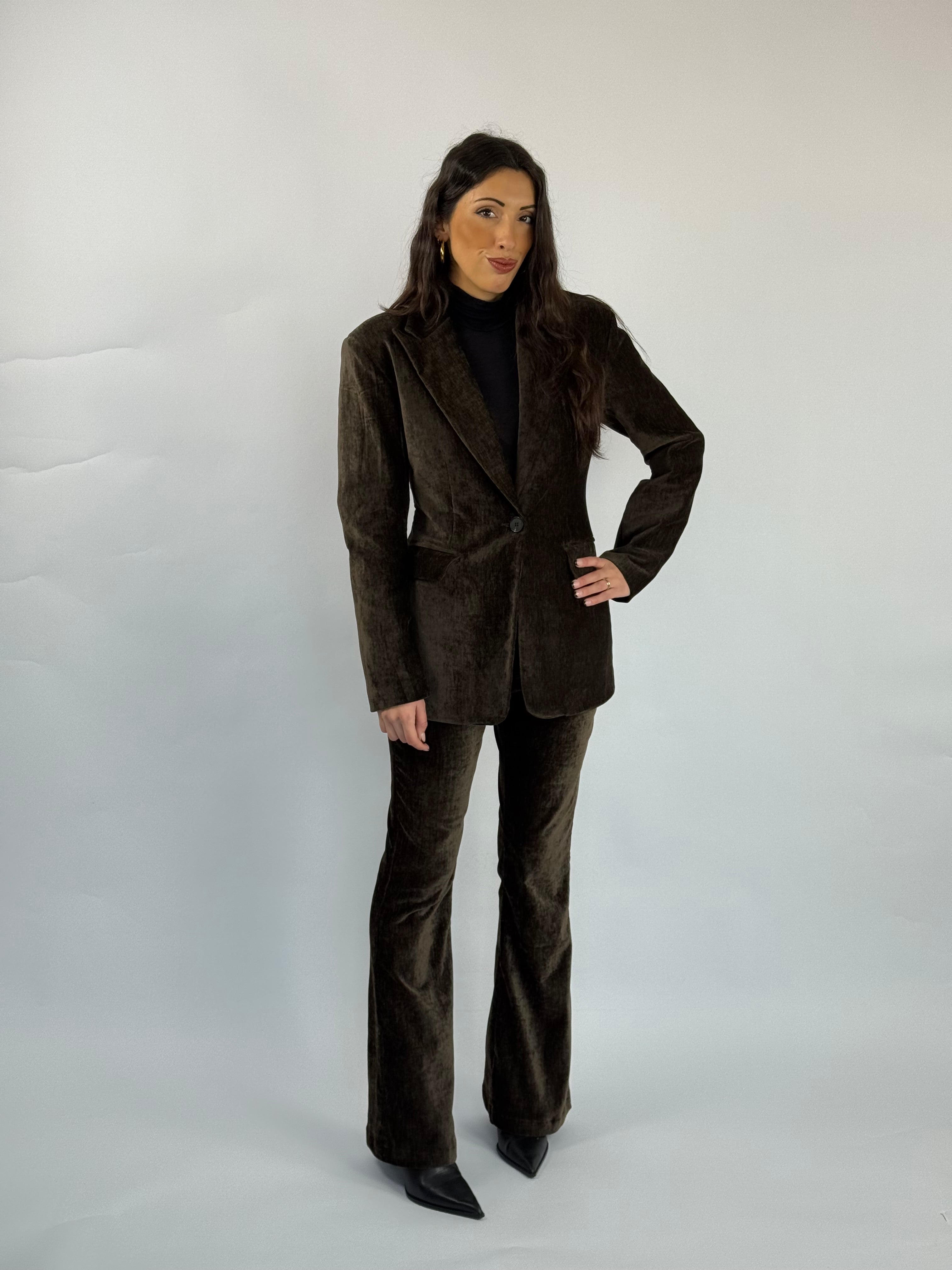 Coordinato velluto marrone Lumina