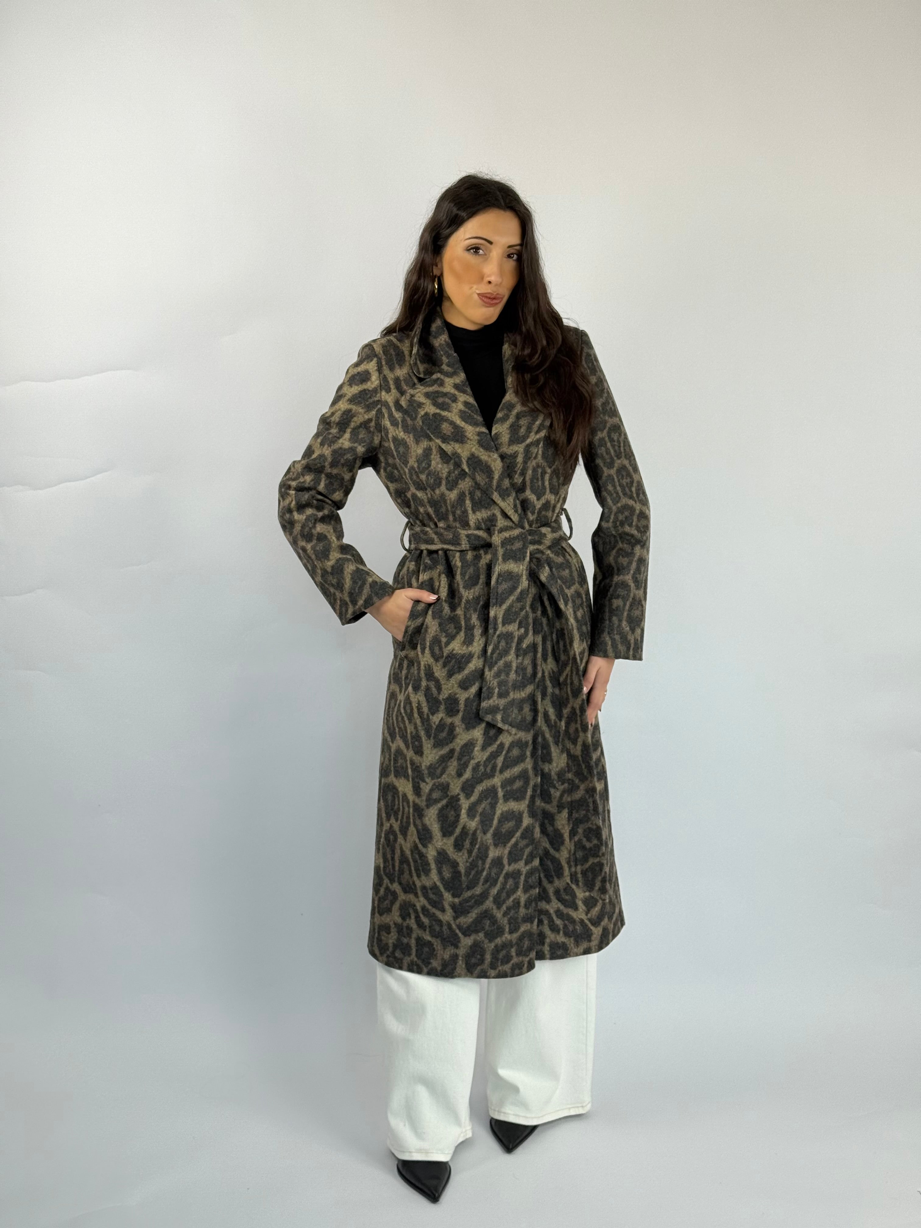 Cappotto misto lana Leopard Lumina