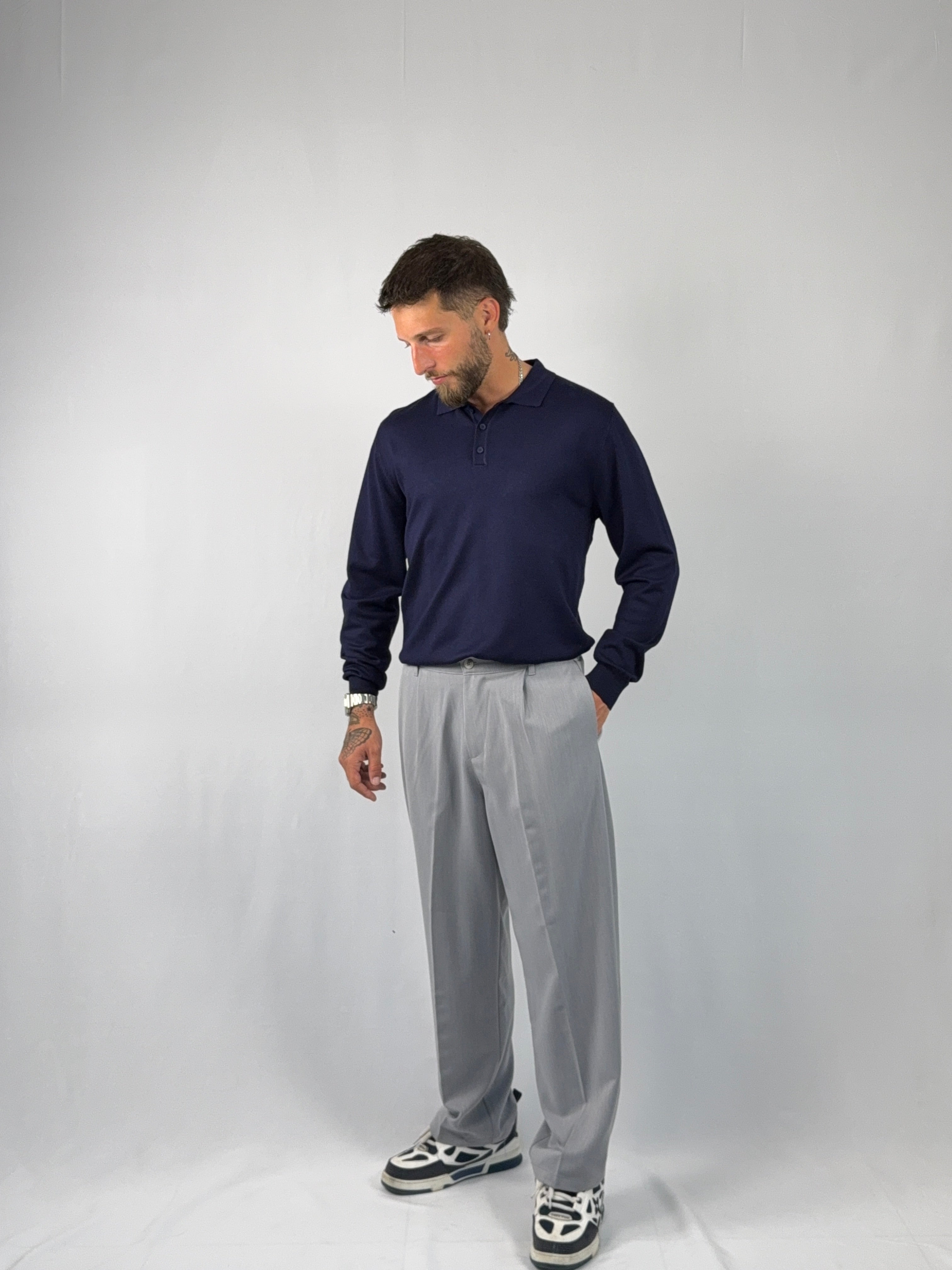 Maglia polo bottoni blu