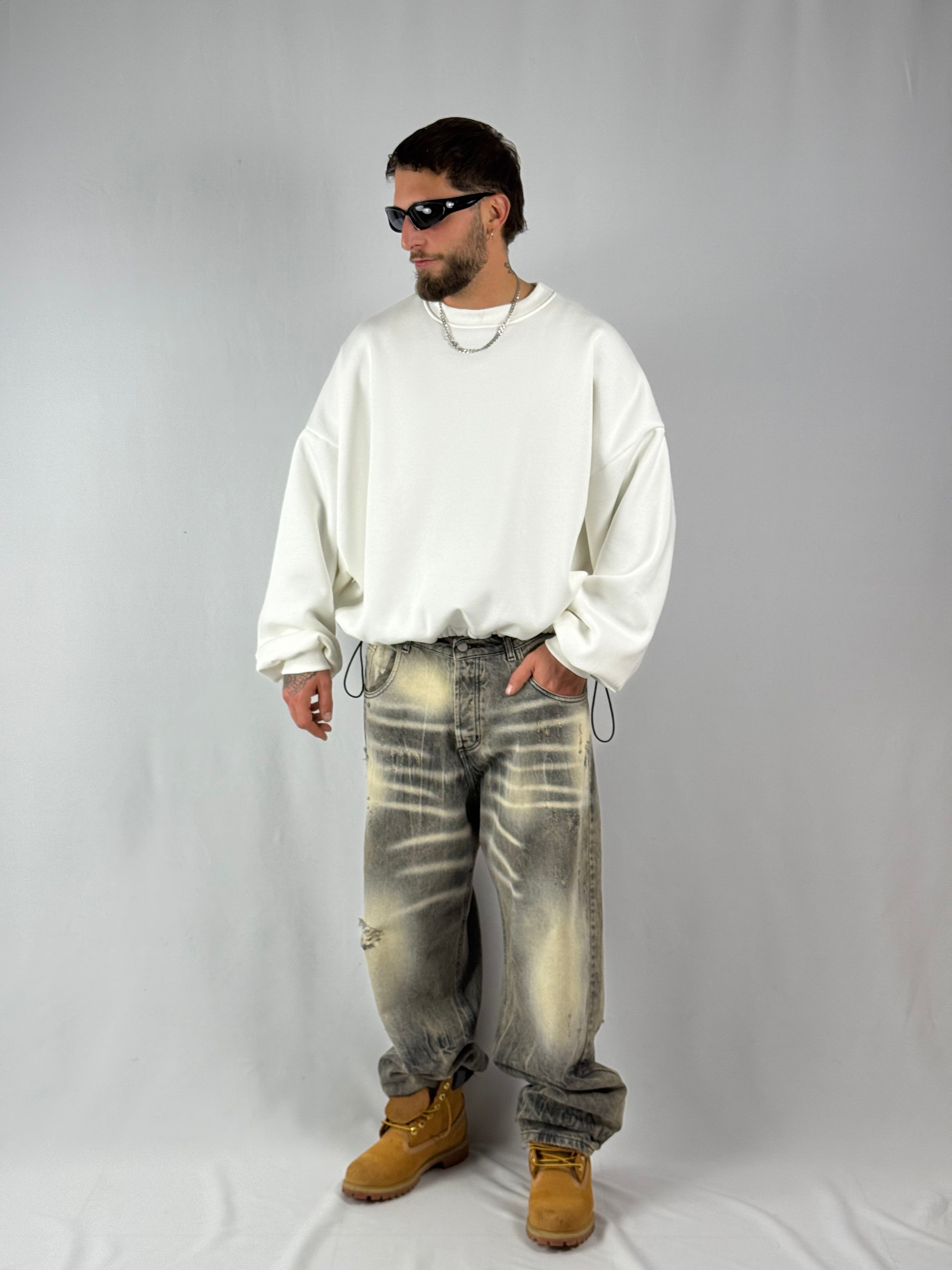 Felpa cropped “with love” bianca